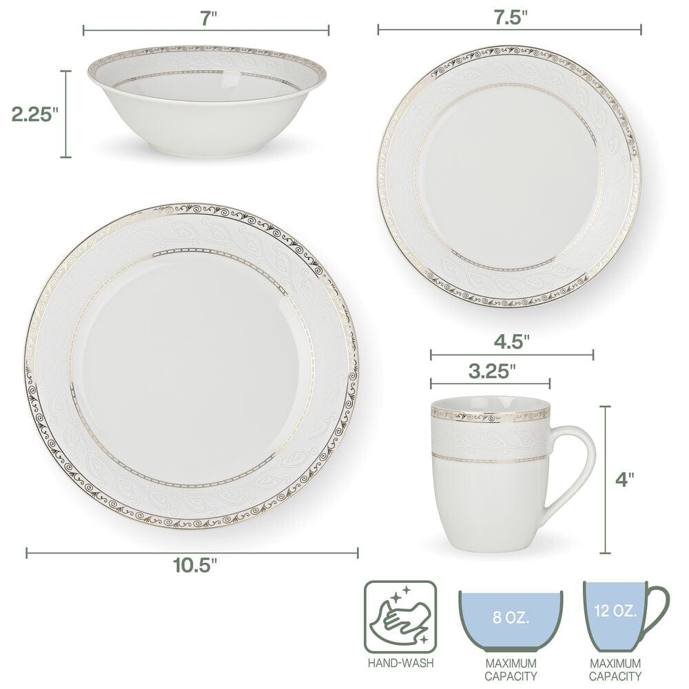 Gold Serif 32 Piece Dinnerware Set, Service for 8