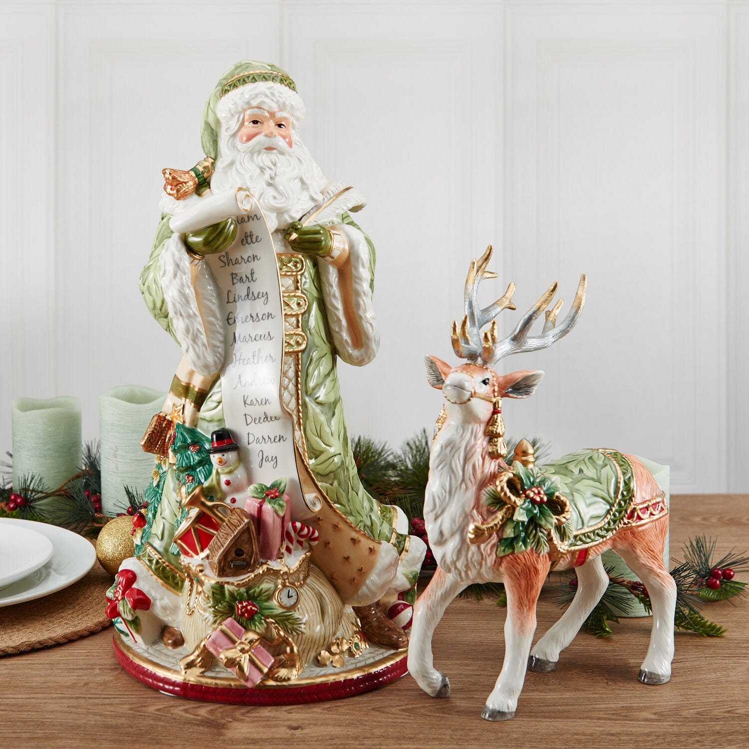 Holiday Home Green Santa Figurine, 18.75 IN