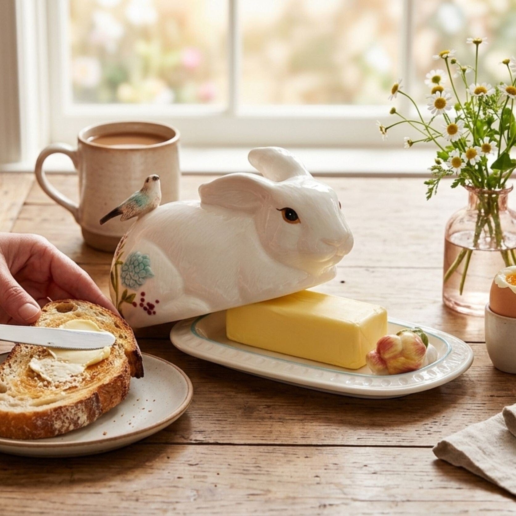 Meadow Rabbit Covered Butter Dish