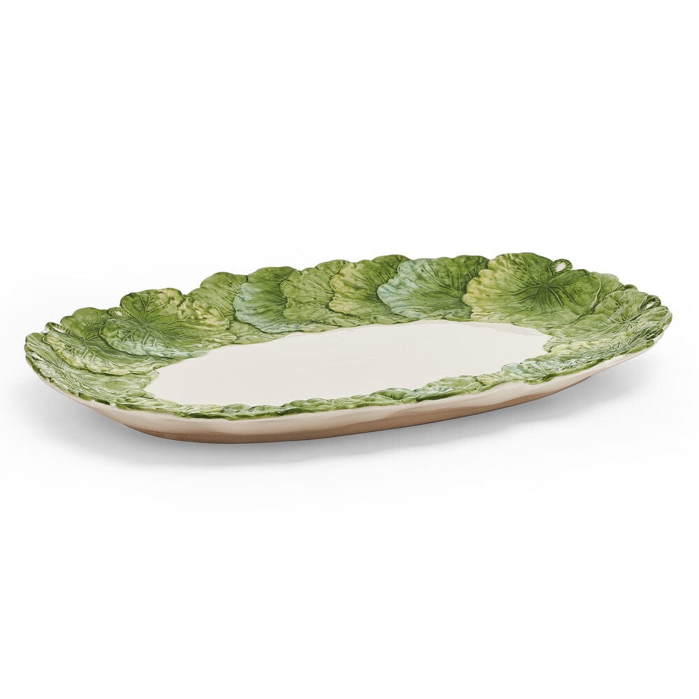 La Fleur Green Leaves Serving Platter, 15 IN