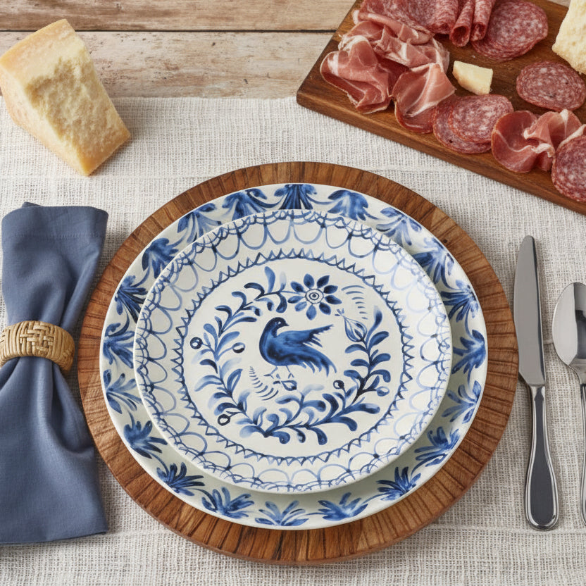 Sicily Blue 12 Piece Dinnerware Set, Service for 4