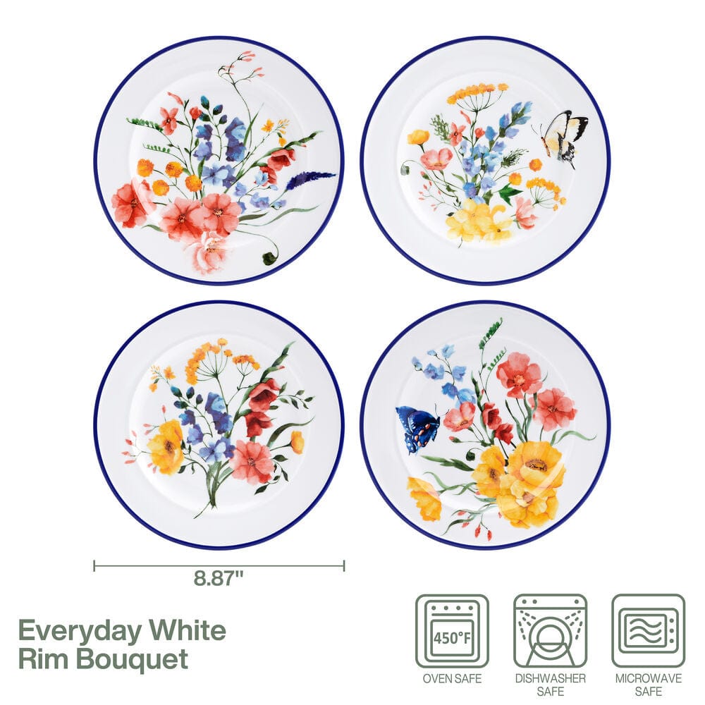 Everyday White® Set of 4 Bouquet Rim Salad Plates