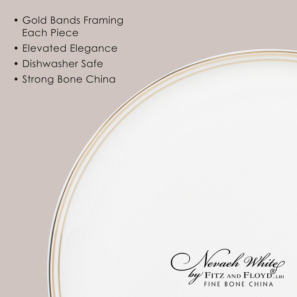 Nevaeh White Gold Bands 16 Piece Dinnerware Set, Service For 4