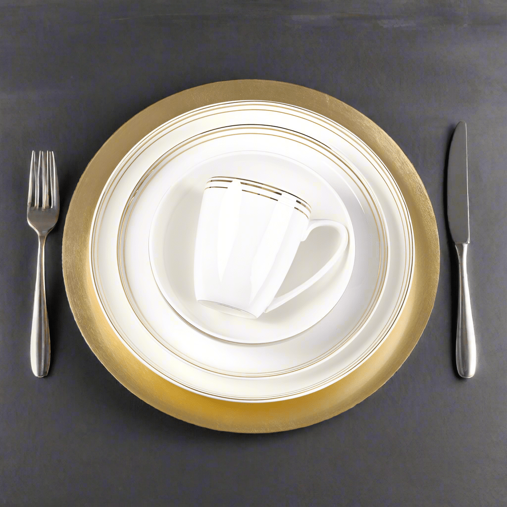 Nevaeh White Gold Bands 16 Piece Dinnerware Set, Service For 4