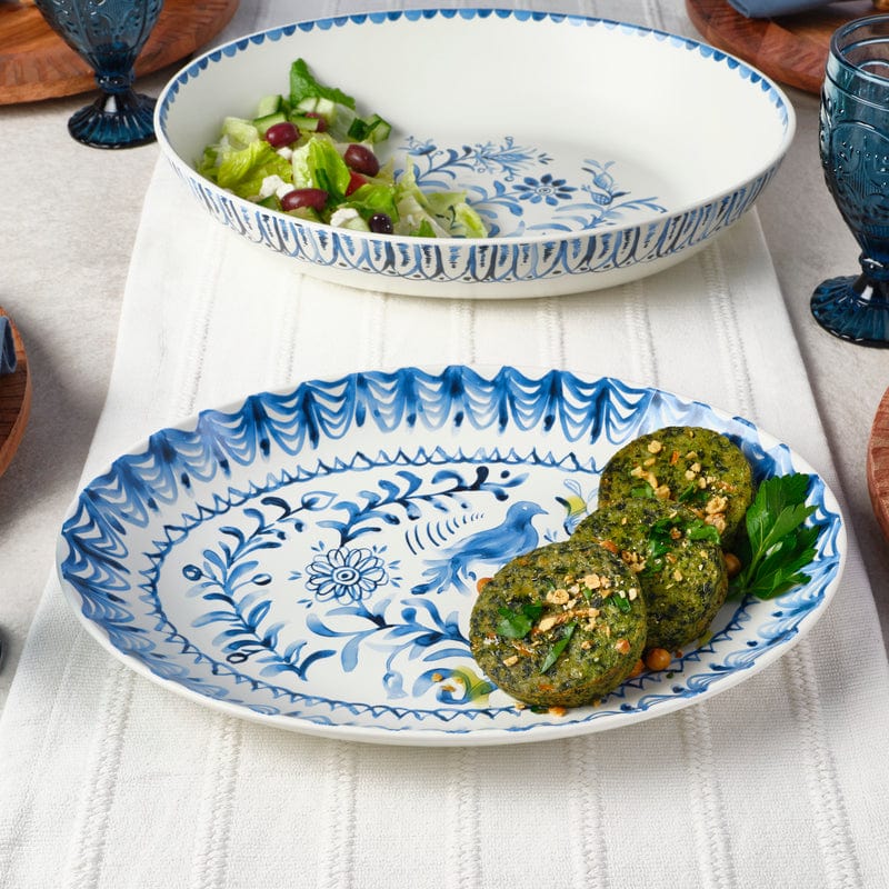 Sicily Blue Serving Bowl and Platter Set