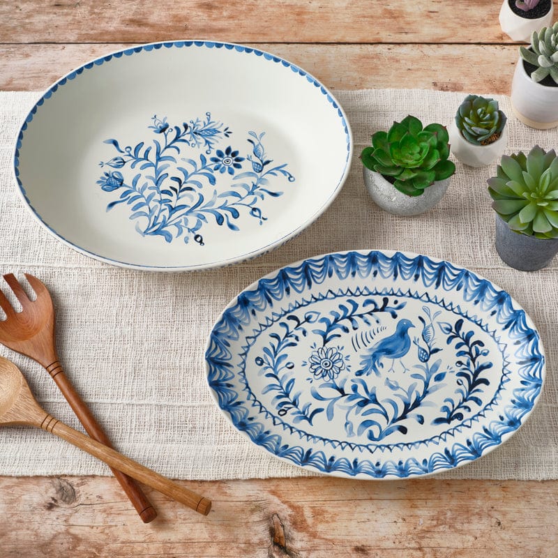 Sicily Blue Serving Bowl and Platter Set