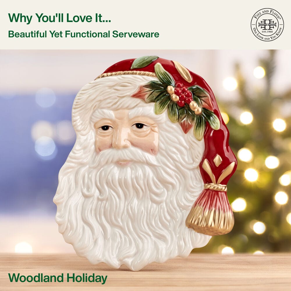 Woodland Holiday Santa Serving Tray