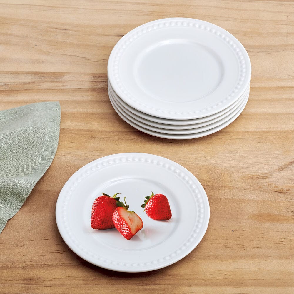 Everyday White® Beaded Set of 6 Appetizer Plates