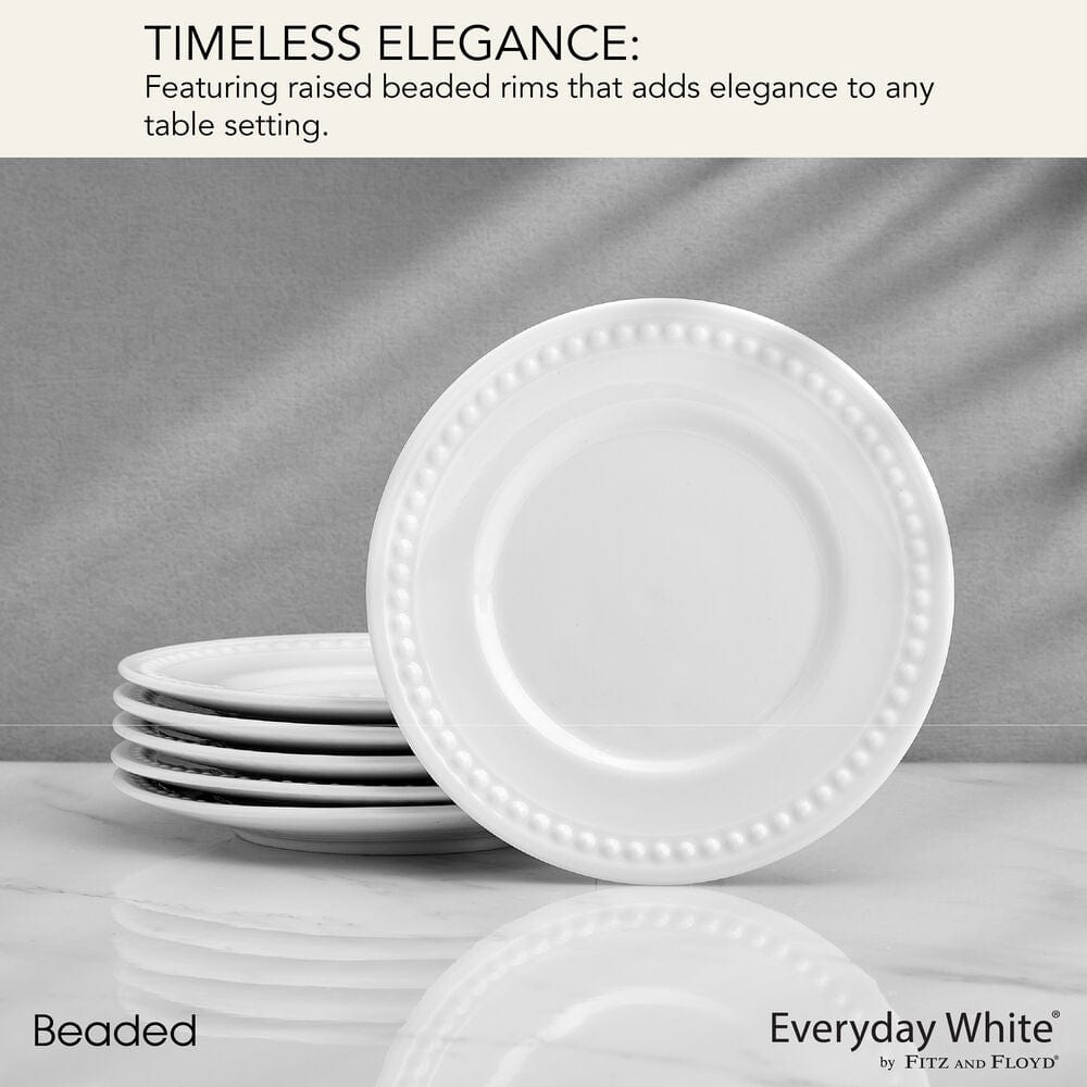 Everyday White® Beaded Set of 6 Appetizer Plates