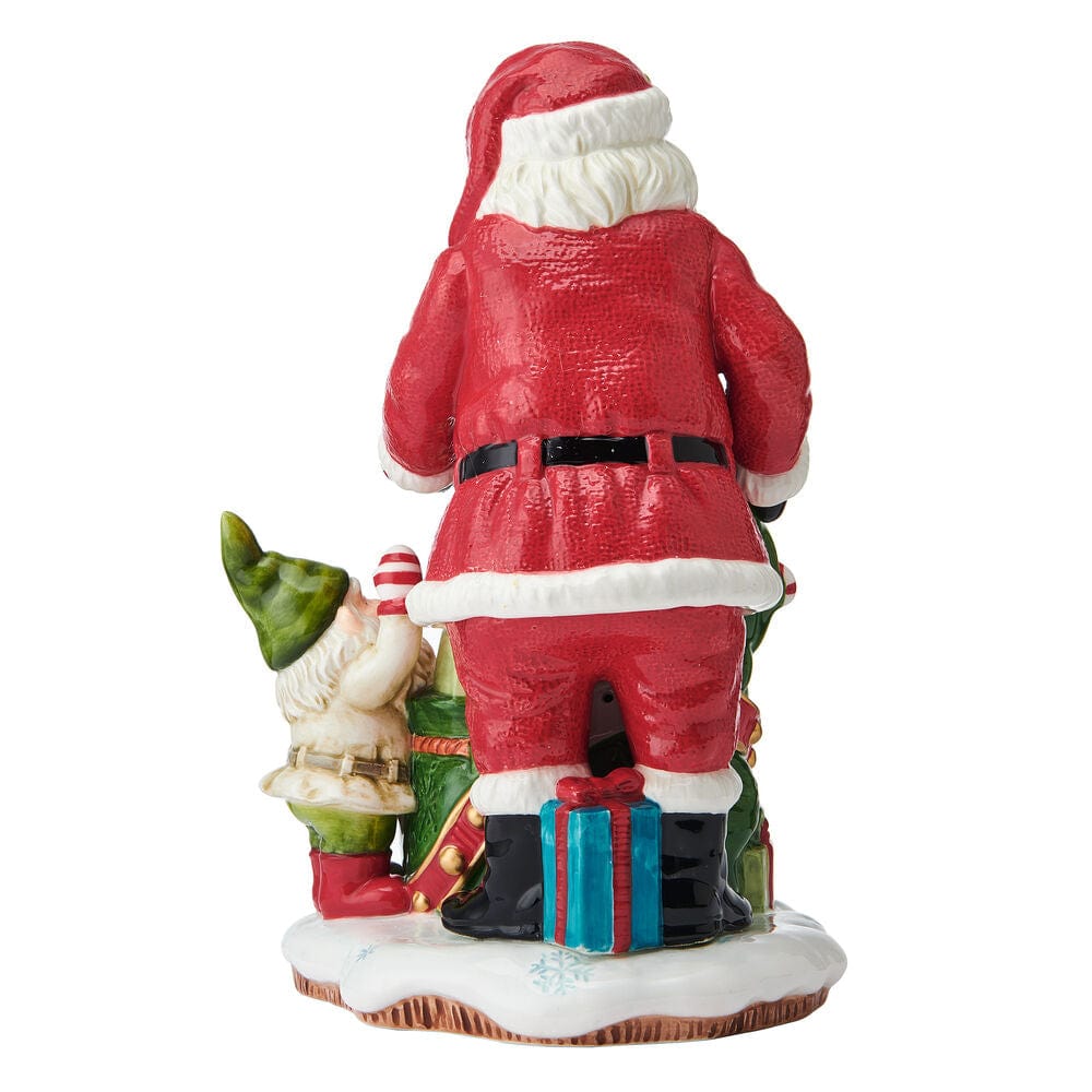 Holiday Musical Santa with Elf Figurine, 11 IN