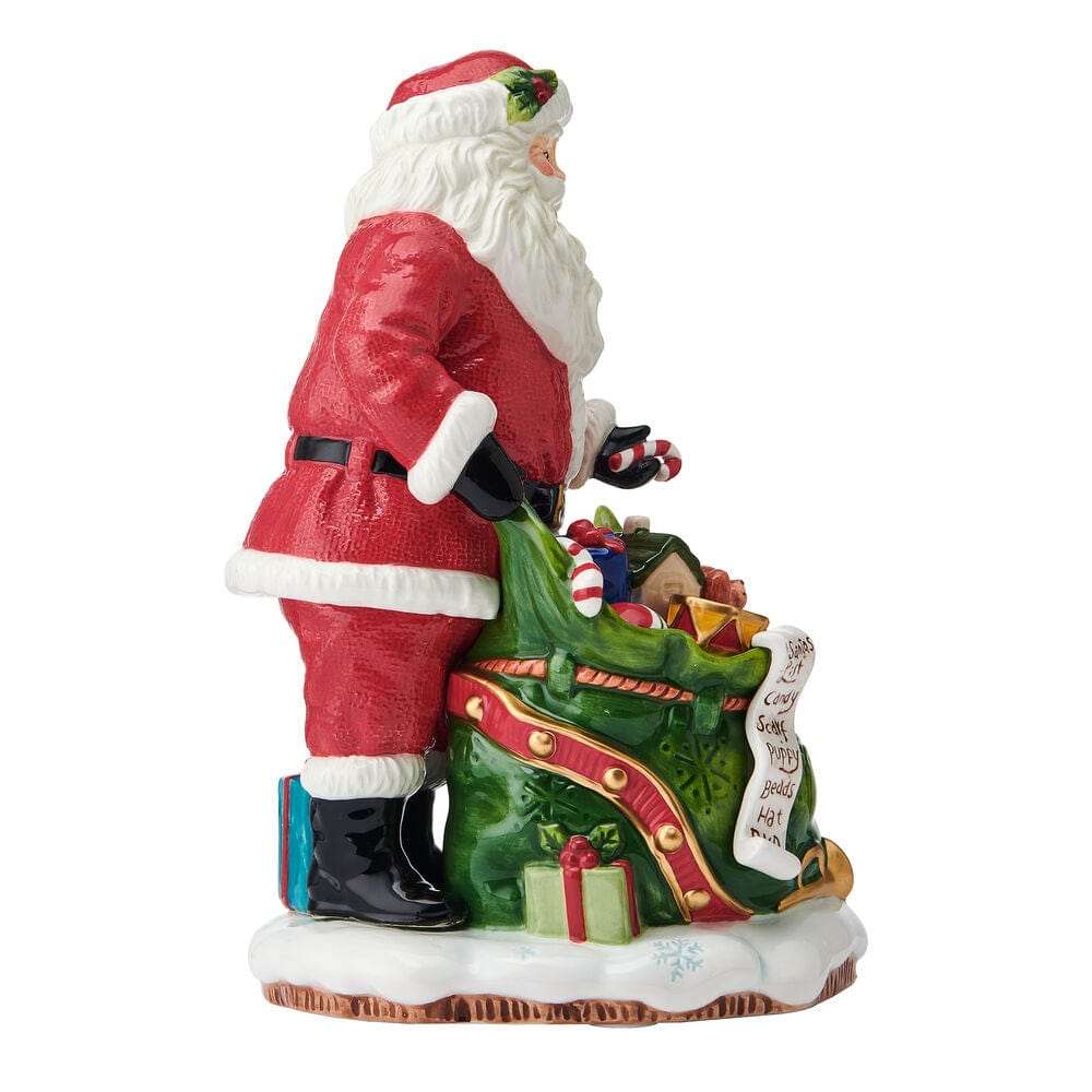 Holiday Musical Santa with Elf Figurine, 11 IN
