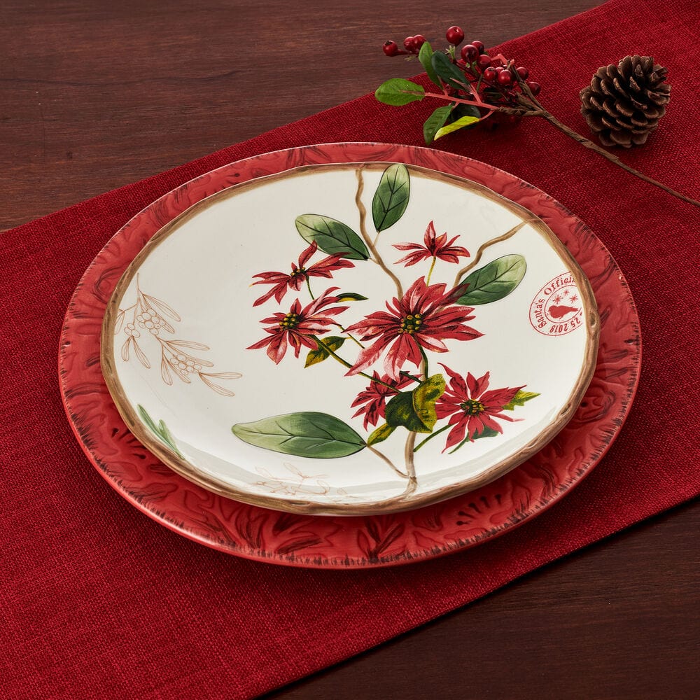 Poinsettia Holiday Set of 4 Salad Plates