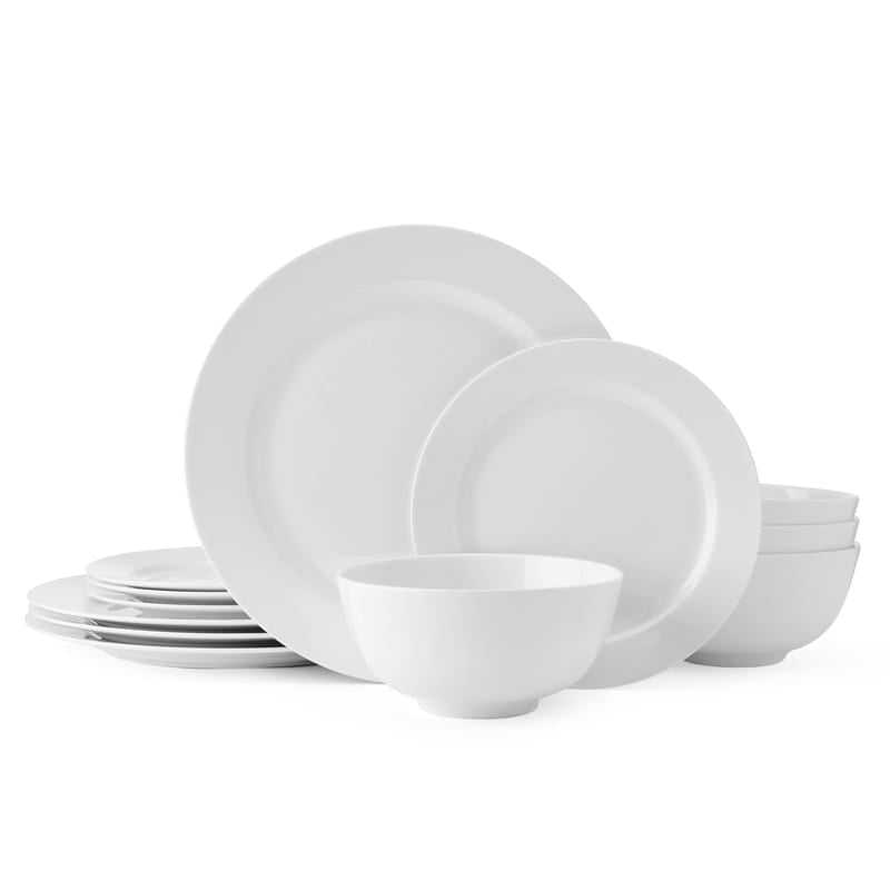 Nevaeh White Classic Rim 12 Piece Dinnerware Set, Service for 4