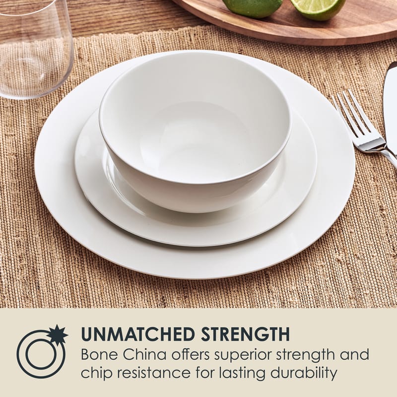 Nevaeh White Classic Rim 12 Piece Dinnerware Set, Service for 4