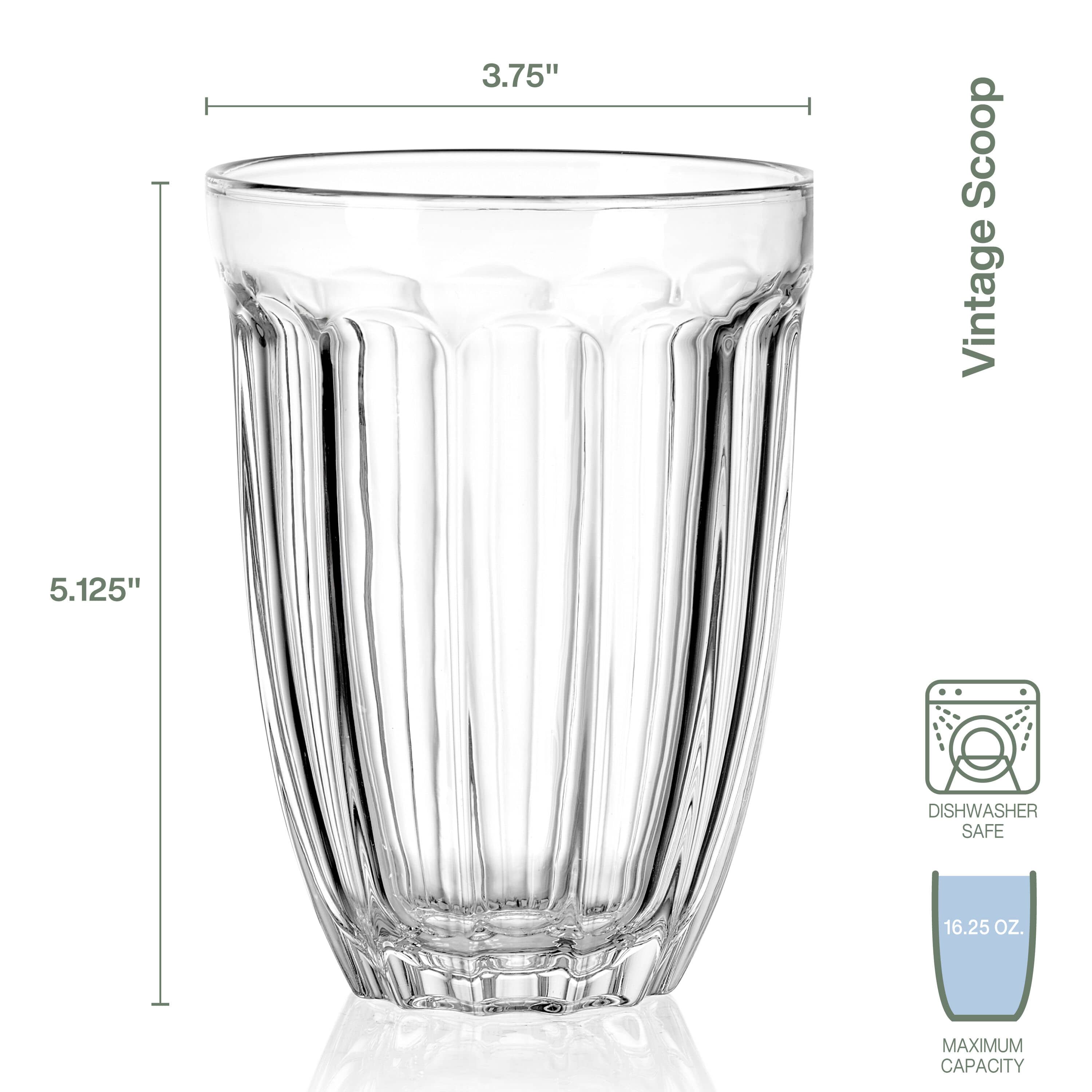 Vintage Scoop Highball Glasses Set of 4