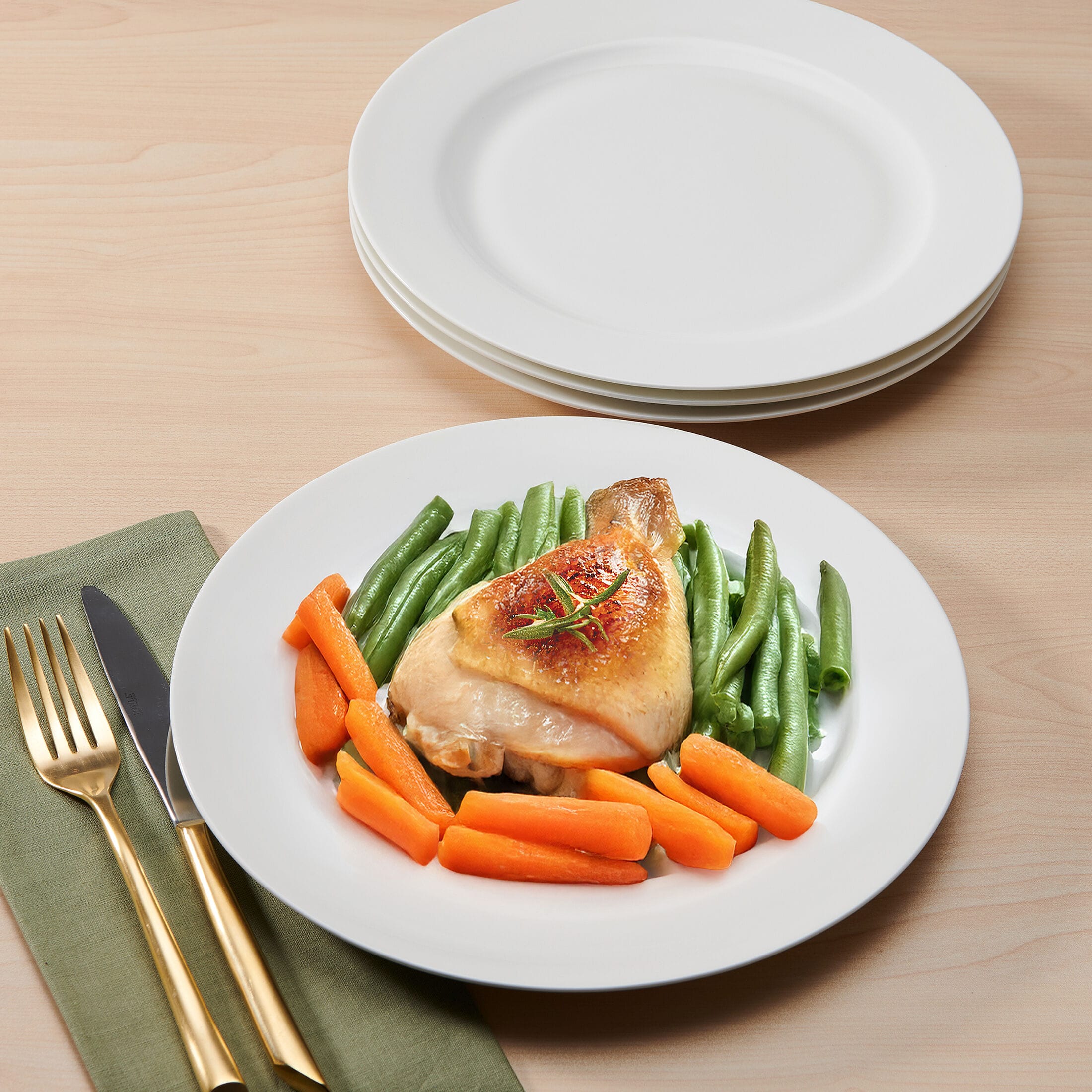Nevaeh White Classic Rim Set of 4 Dinner Plates