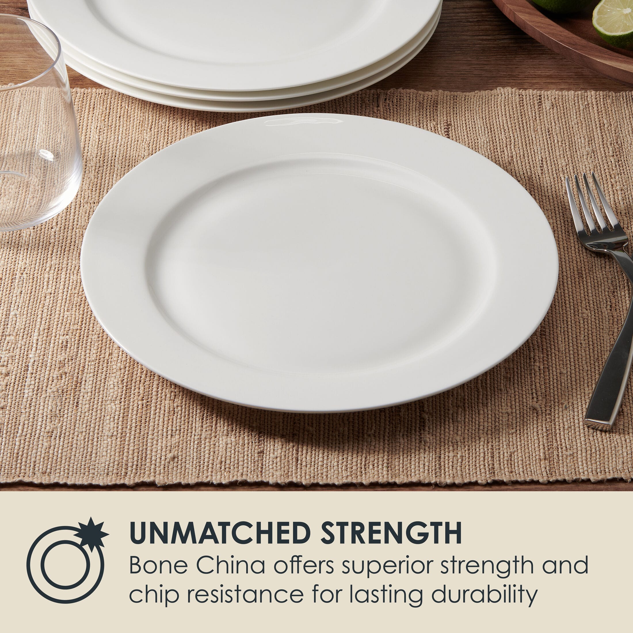 Nevaeh White Classic Rim Set of 4 Dinner Plates