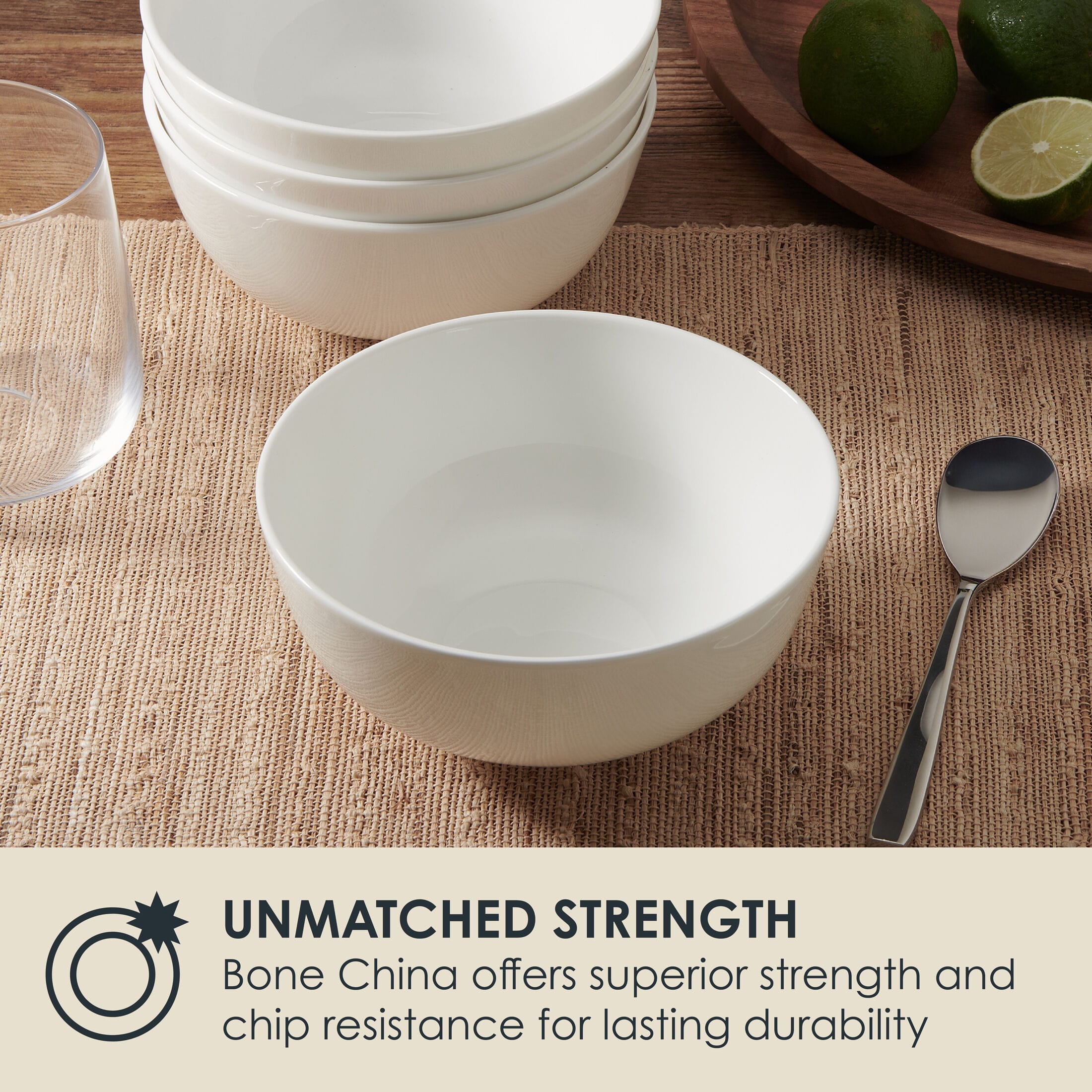 Nevaeh White Classic Rim Set of 4 Soup Cereal Bowls