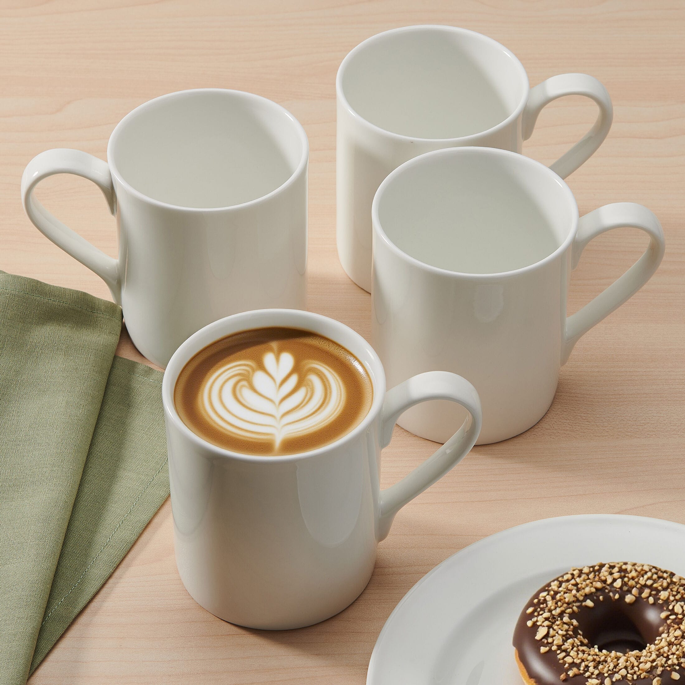 Nevaeh White Classic Rim Set of 4 Mugs