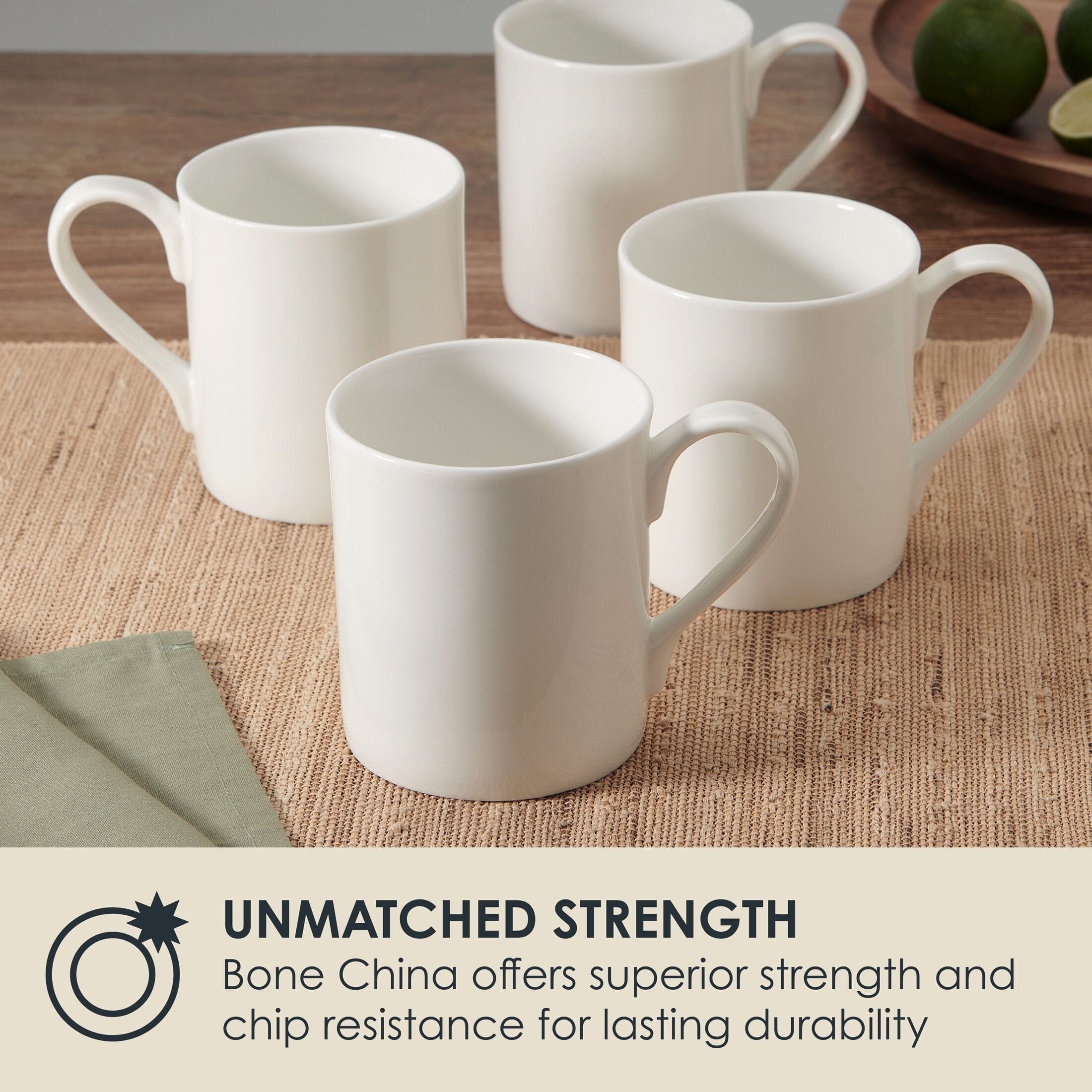 Nevaeh White Classic Rim Set of 4 Mugs