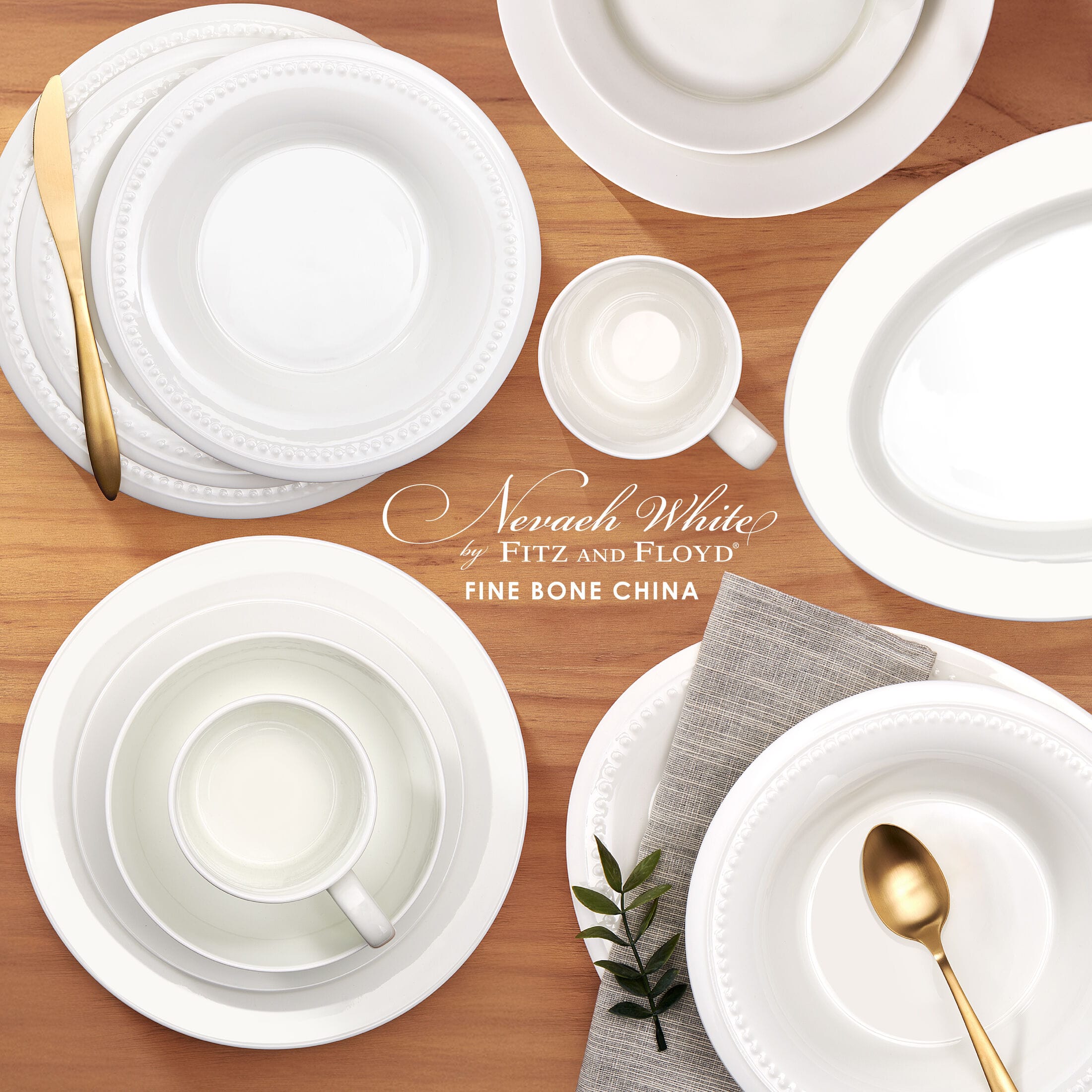 Nevaeh White Classic Rim Set of 4 Mugs