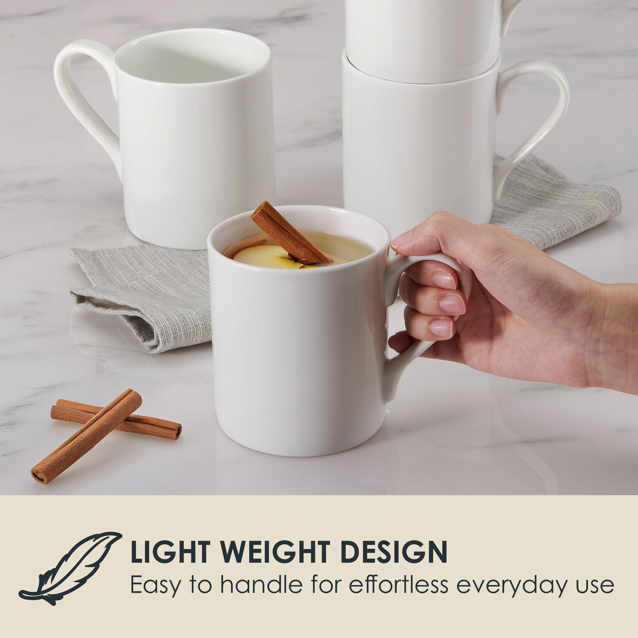 Nevaeh White Classic Rim Set of 4 Mugs