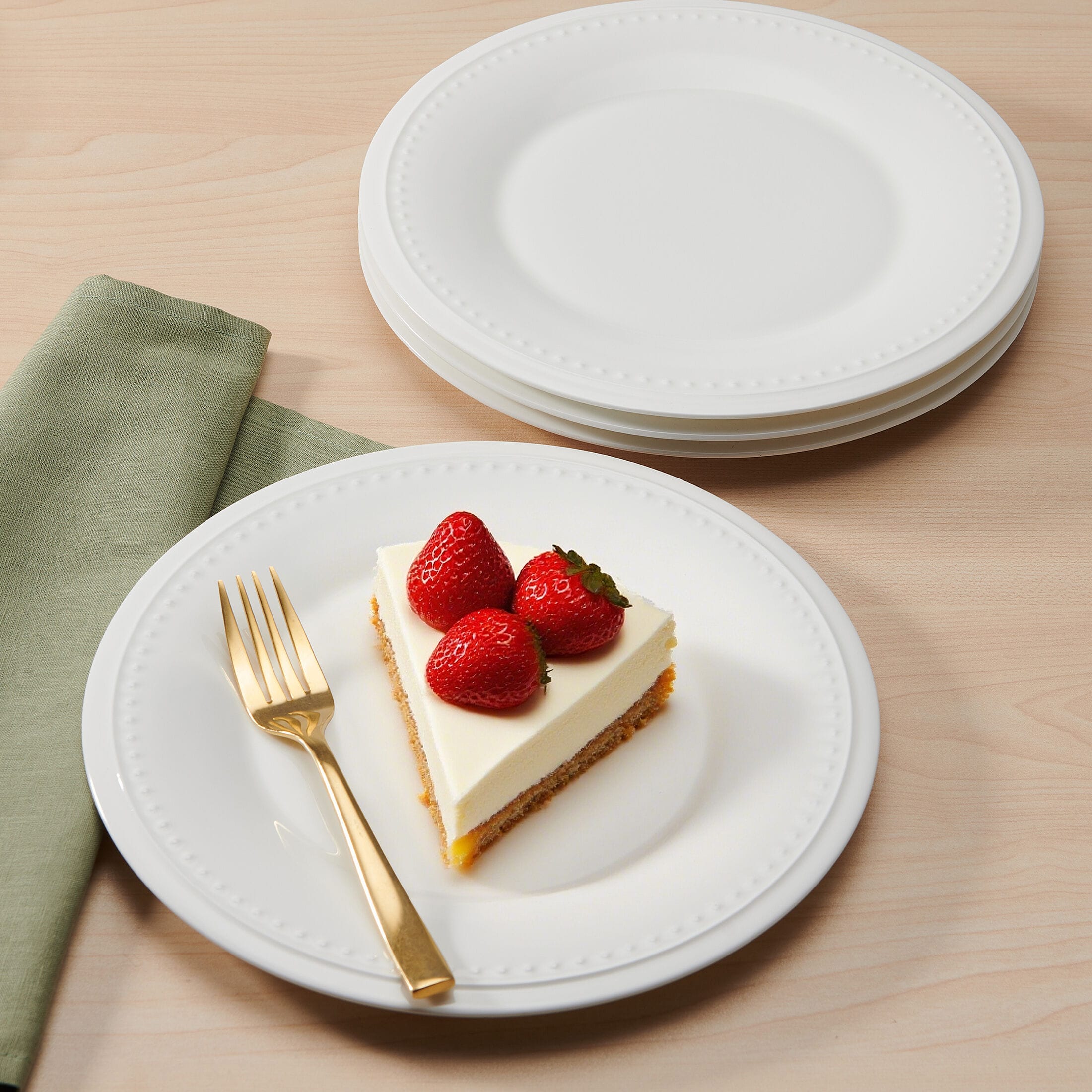 Nevaeh White Classic Bead Set of 4 Salad Plates