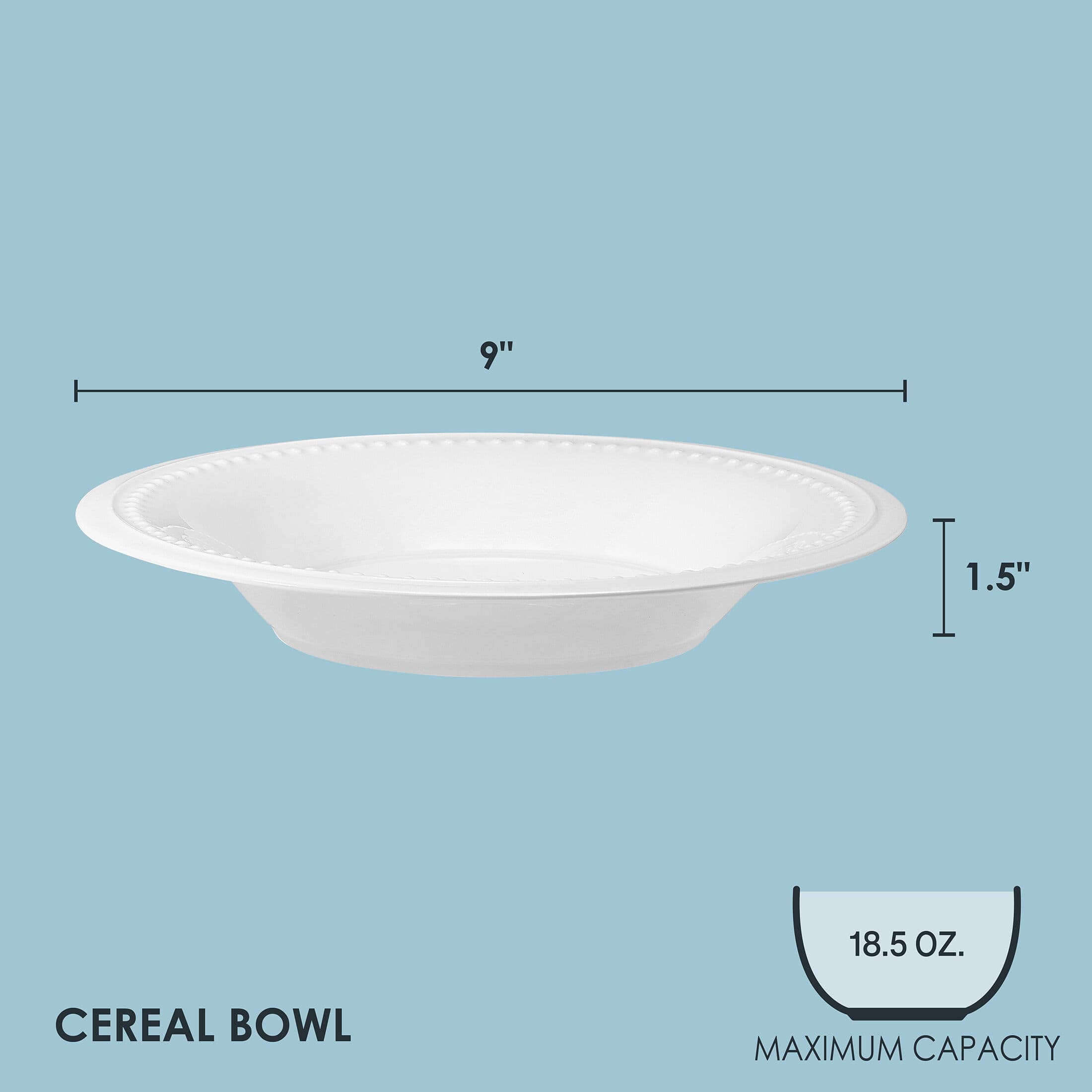 Nevaeh White Classic Bead Flared Set of 4 Soup Cereal Bowls