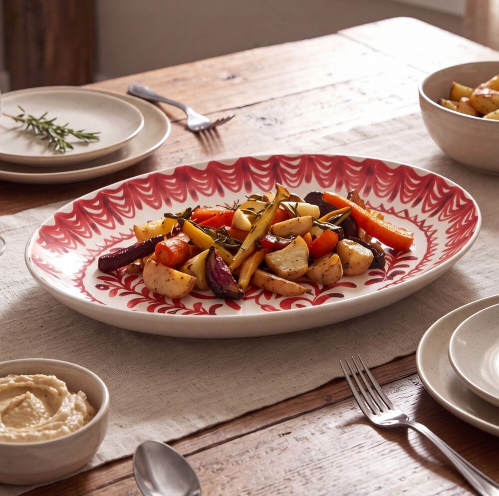 Sicily Red Holiday Partridge Oval Platter