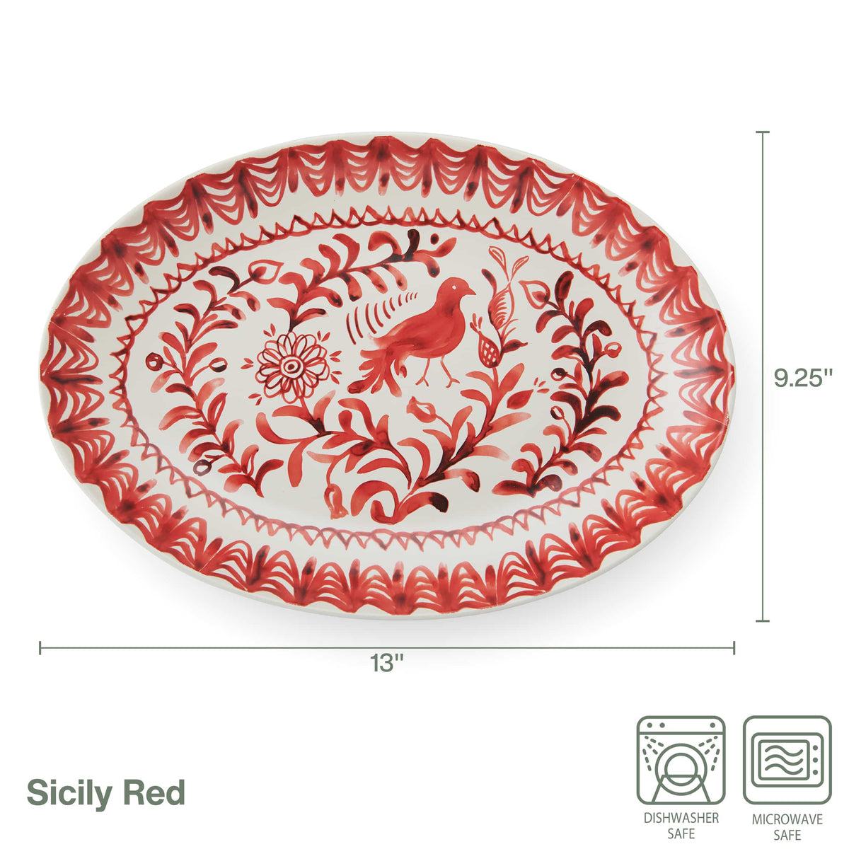 Sicily Red Holiday Partridge Oval Platter