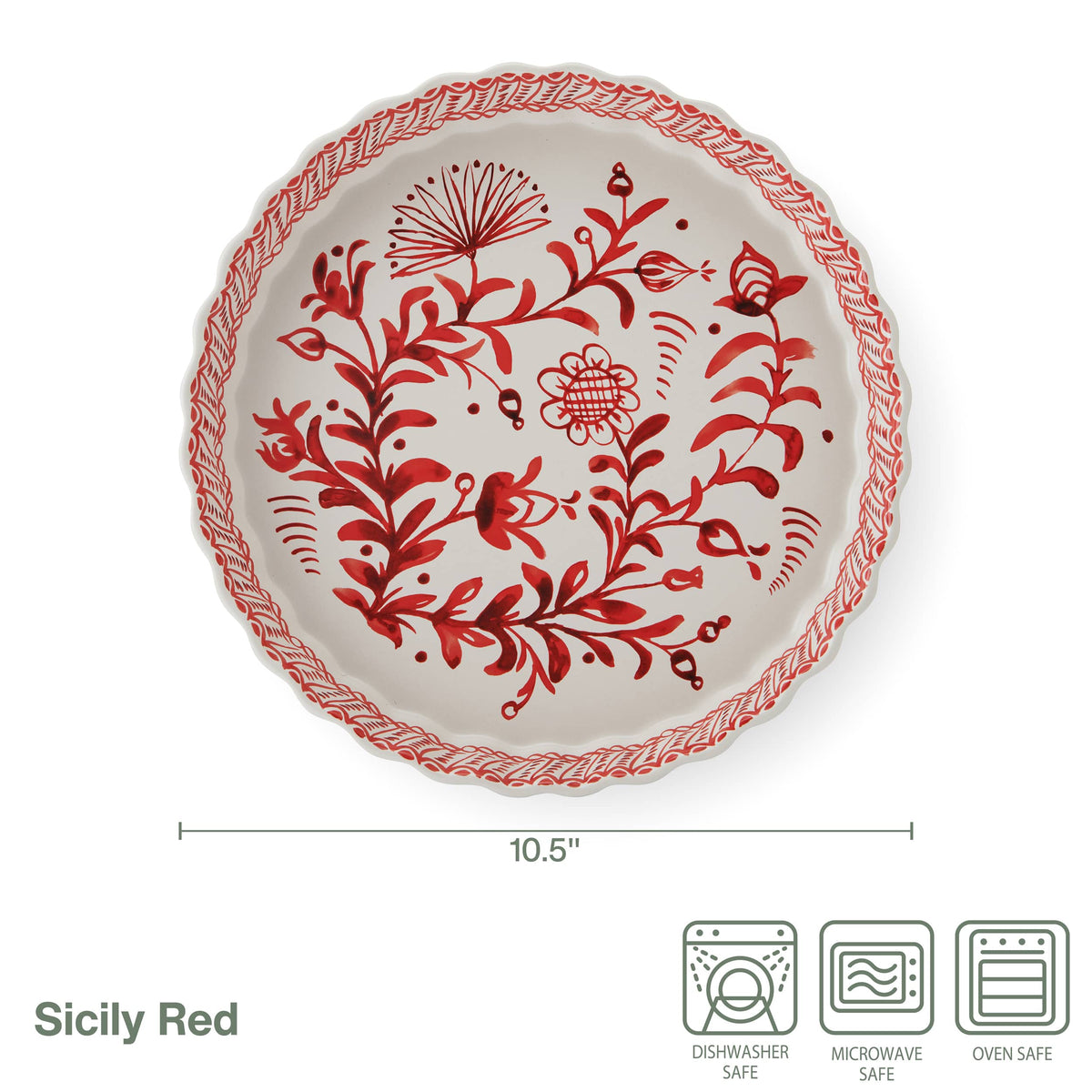 Sicily Red Holiday Pie Plate