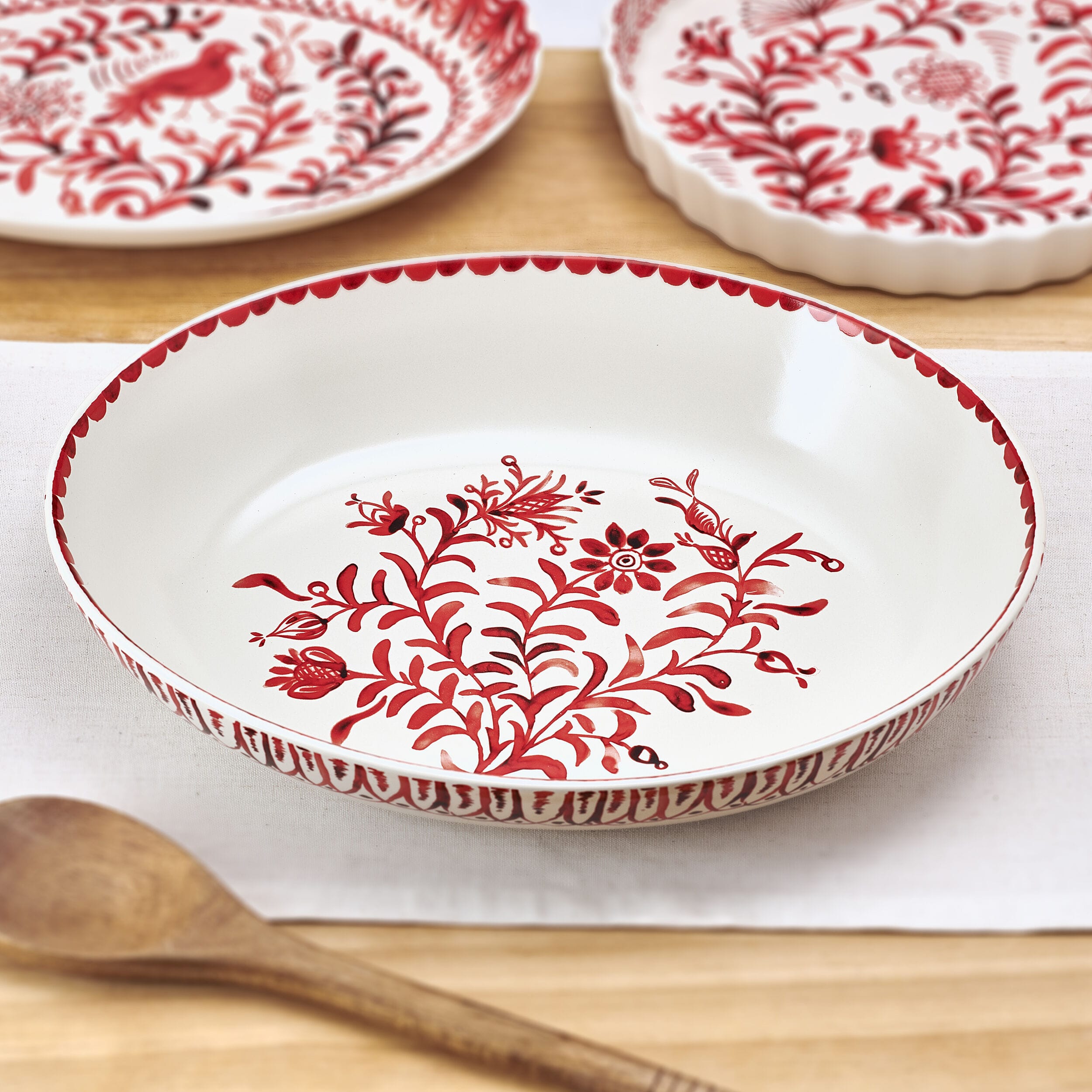 Sicily Red Holiday Partridge Serving Bowl