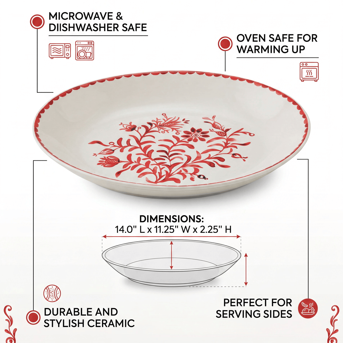 Sicily Red Holiday Partridge Serving Bowl