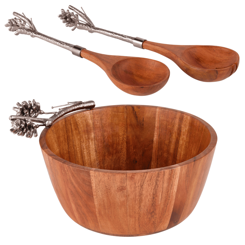 Pinecone Serving Bowl with Serving Utensils