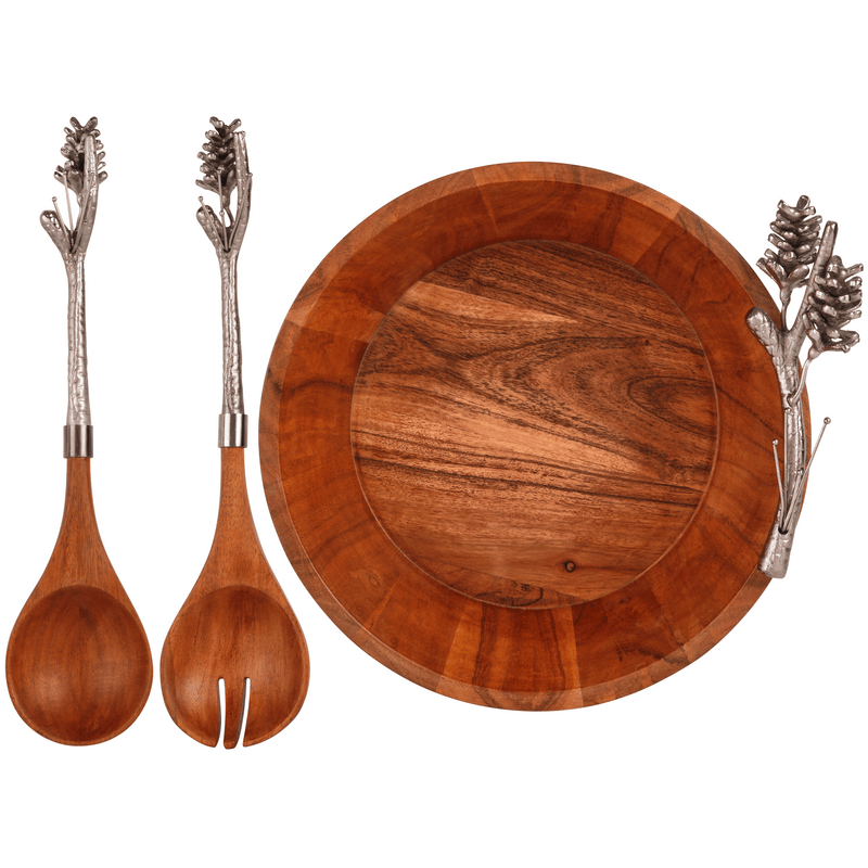 Pinecone Serving Bowl with Serving Utensils