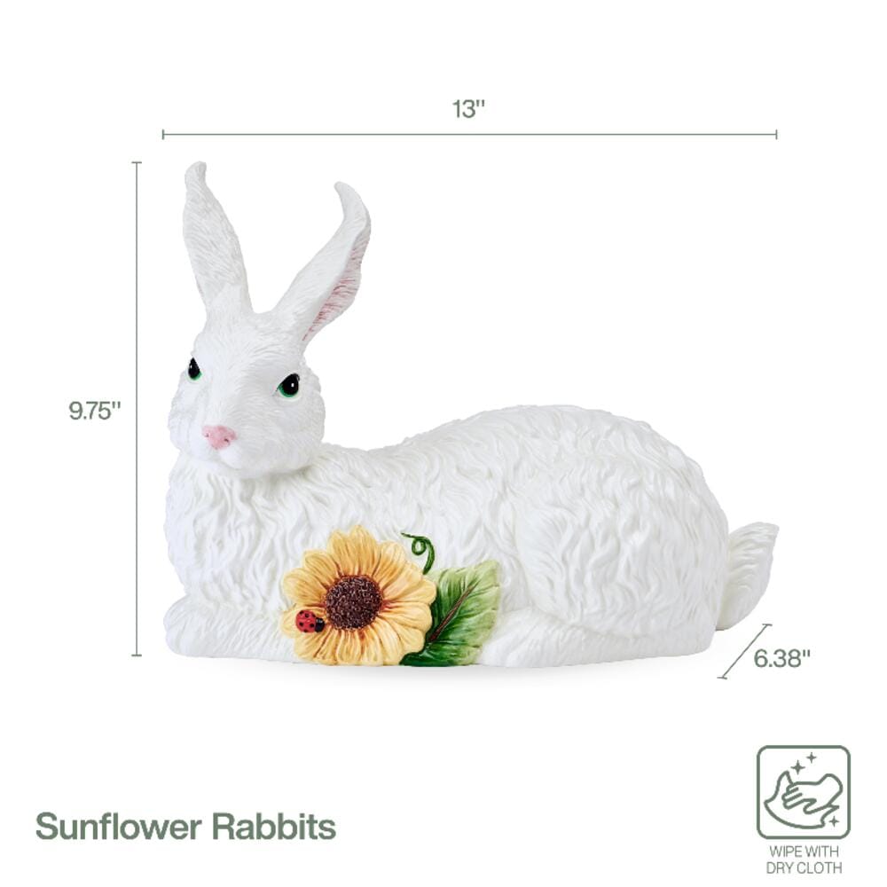 Sunflower Resting Rabbit Figurine, 9.75 IN