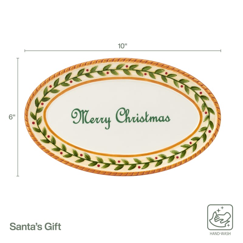 Santa’s Gift Merry Christmas Sentiment Small Serving Platter