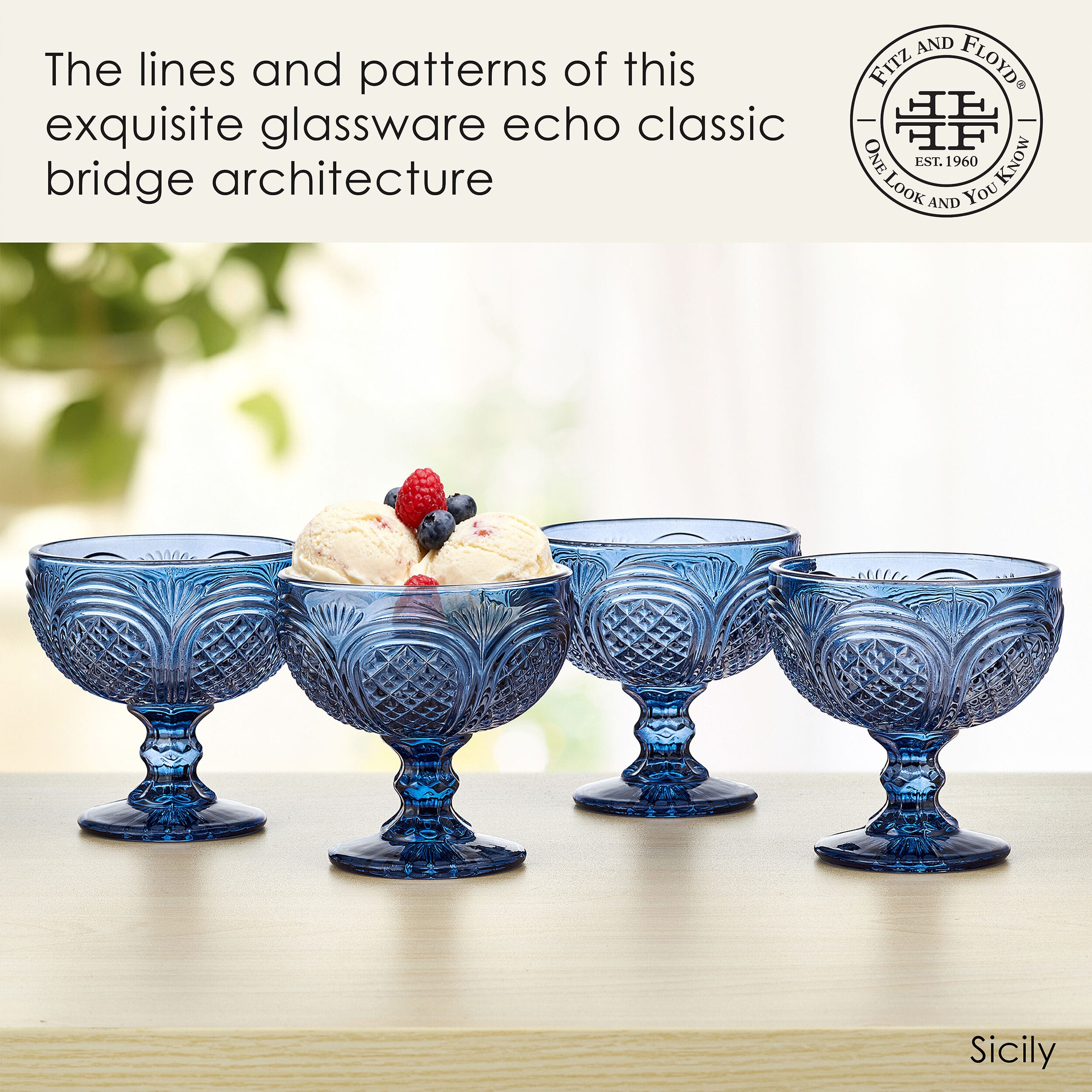 Sicily Blue Set of 4 Dessert Bowls