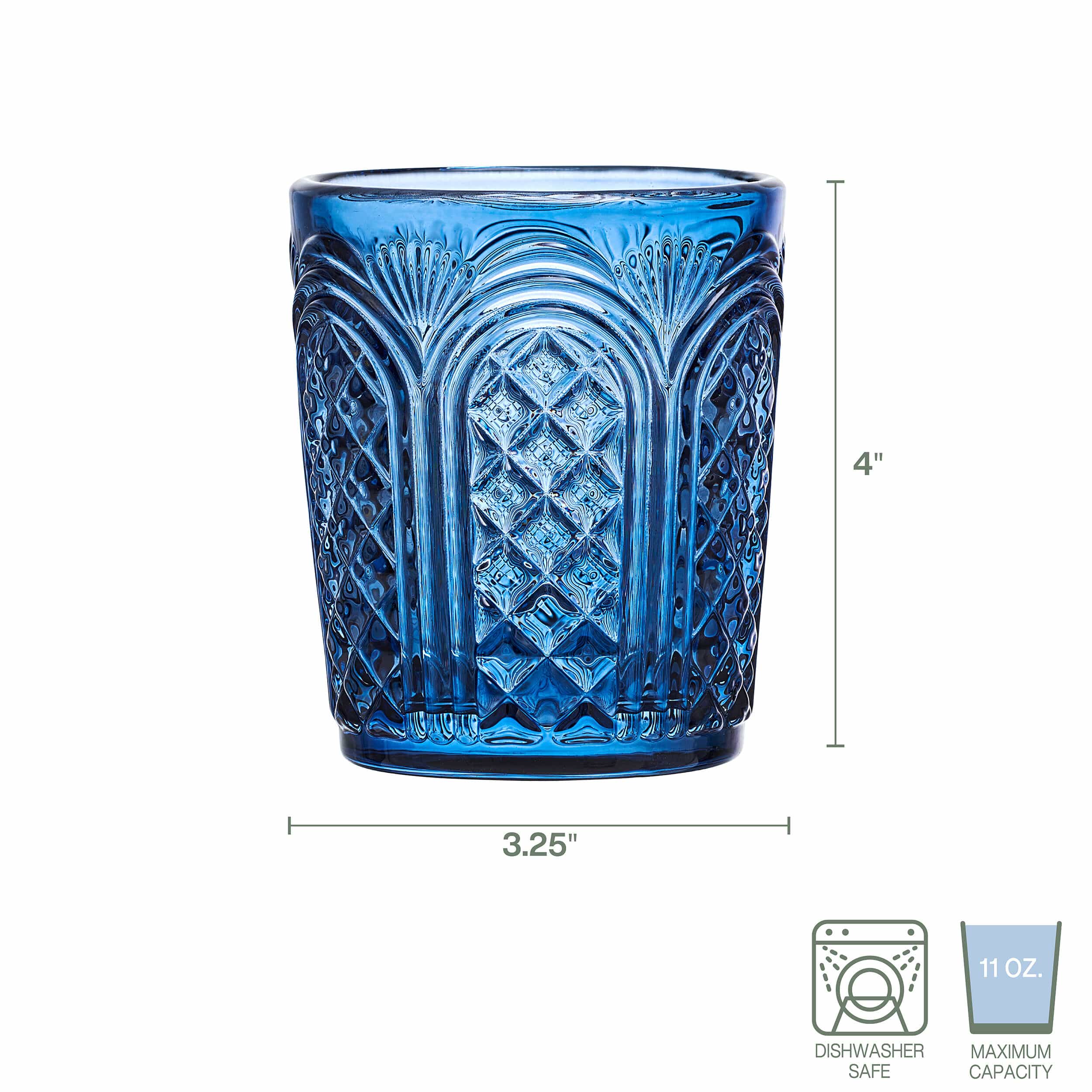 Sicily Blue Double Old Fashioned Glasses Set of 4