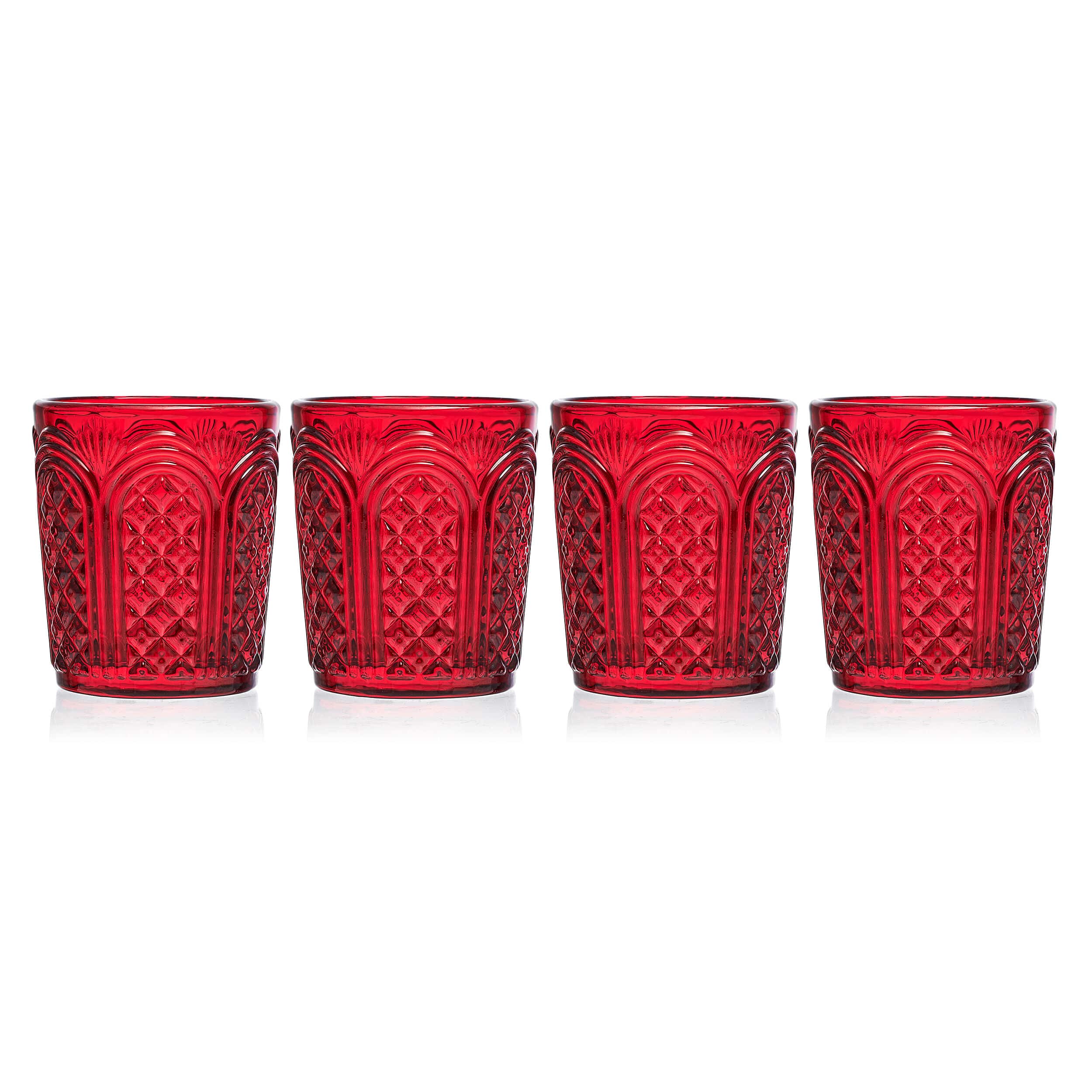 Sicily Red Double Old Fashioned Glasses Set of 4