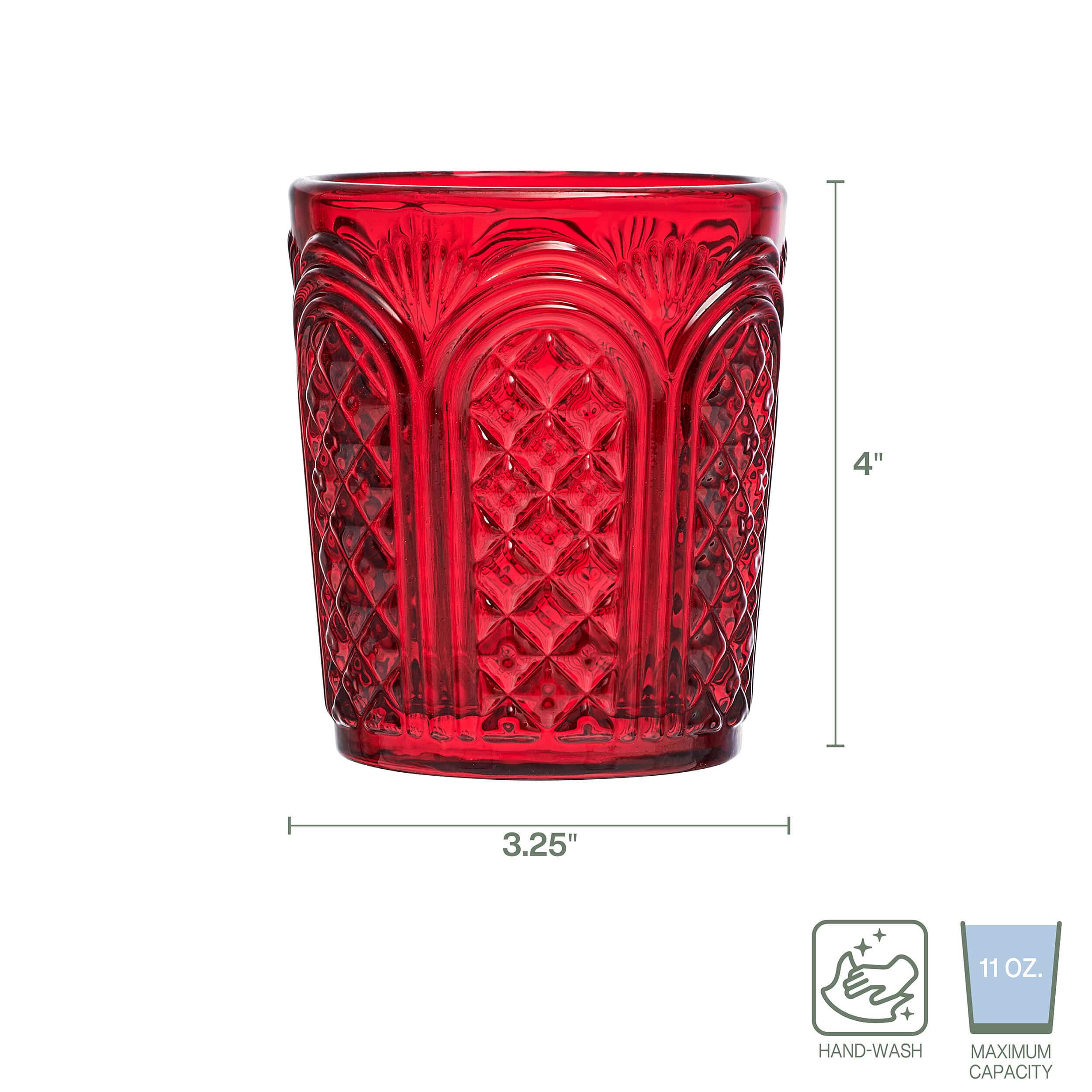 Sicily Red Double Old Fashioned Glasses Set of 4
