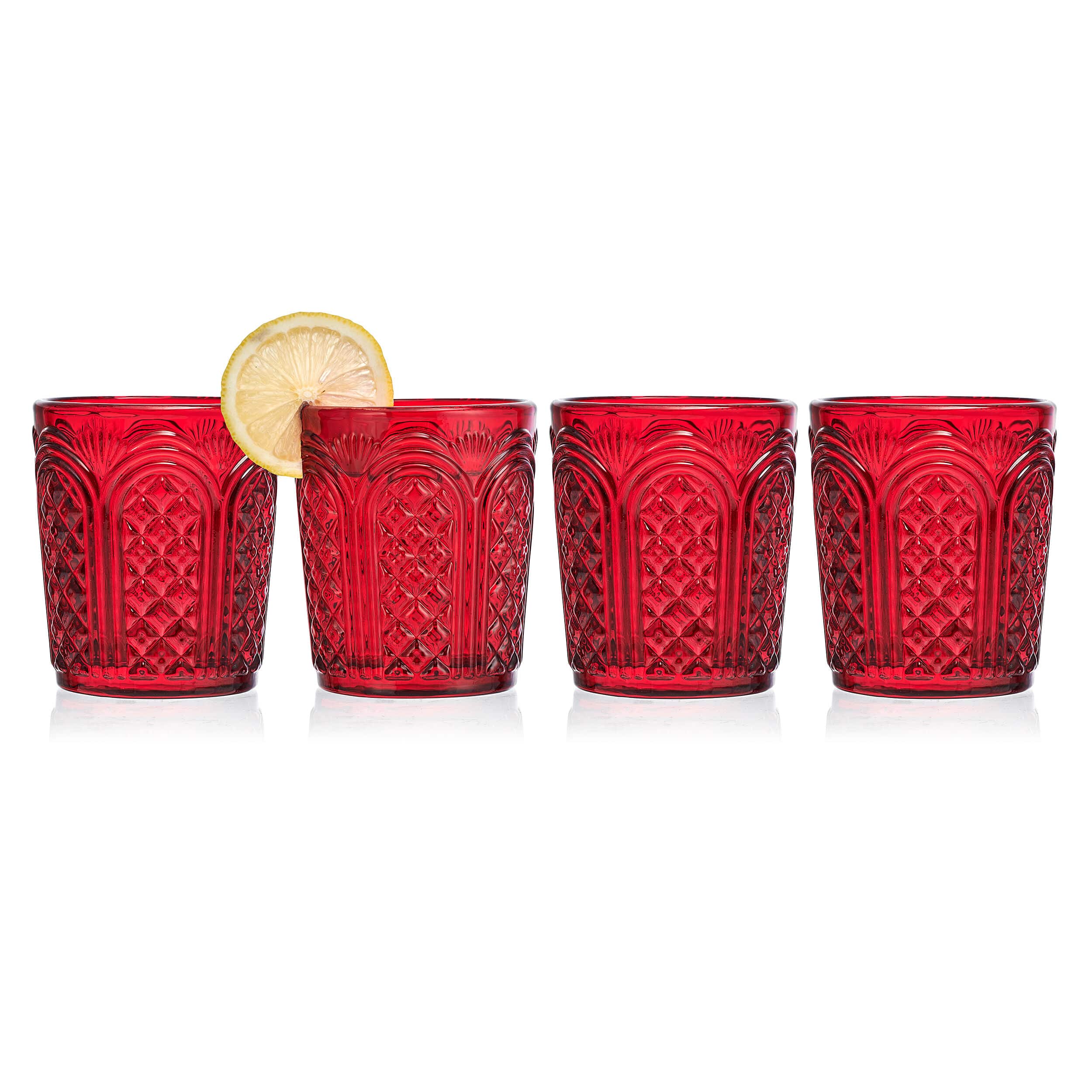 Sicily Red Double Old Fashioned Glasses Set of 4