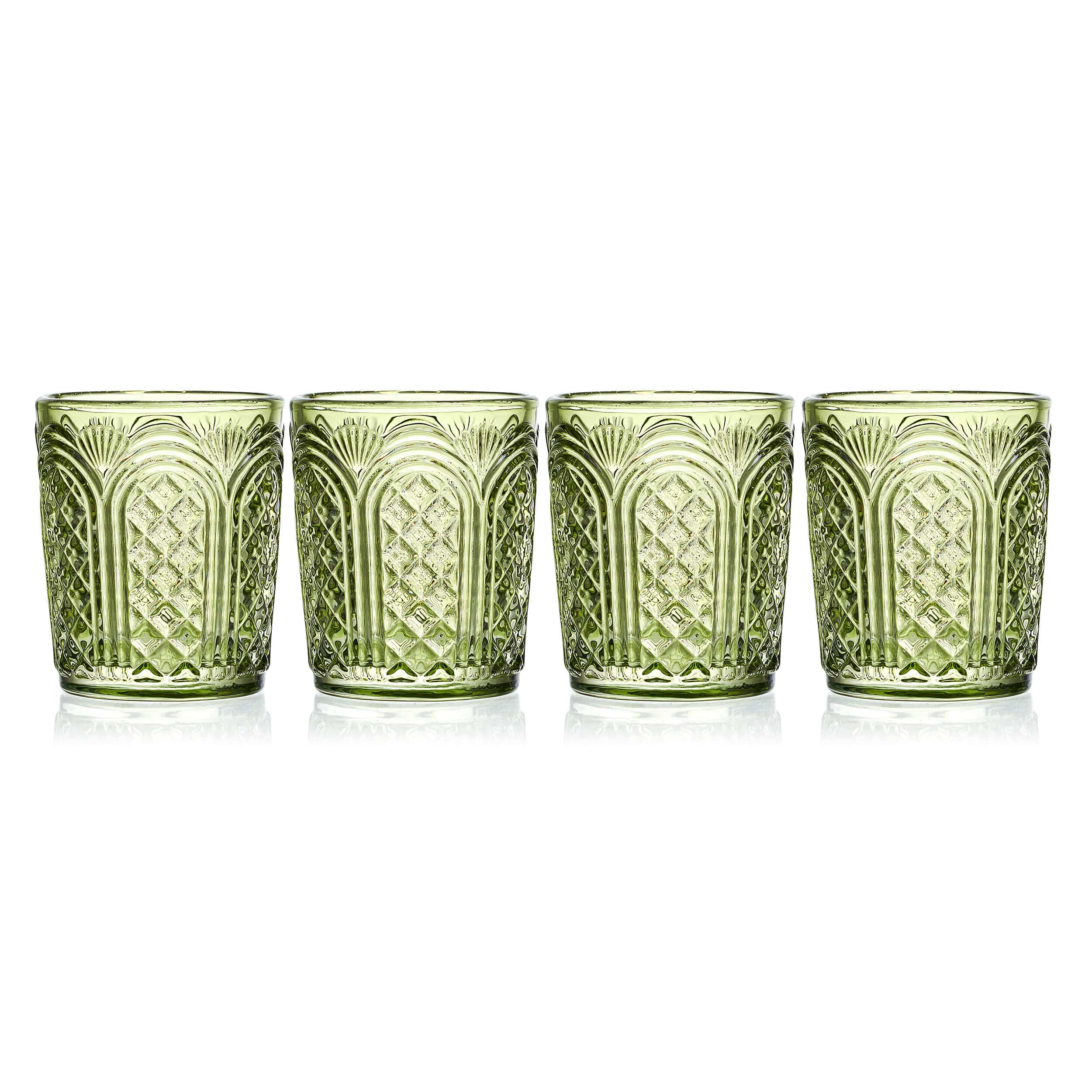 Sicily Green Double Old Fashioned Glasses Set of 4