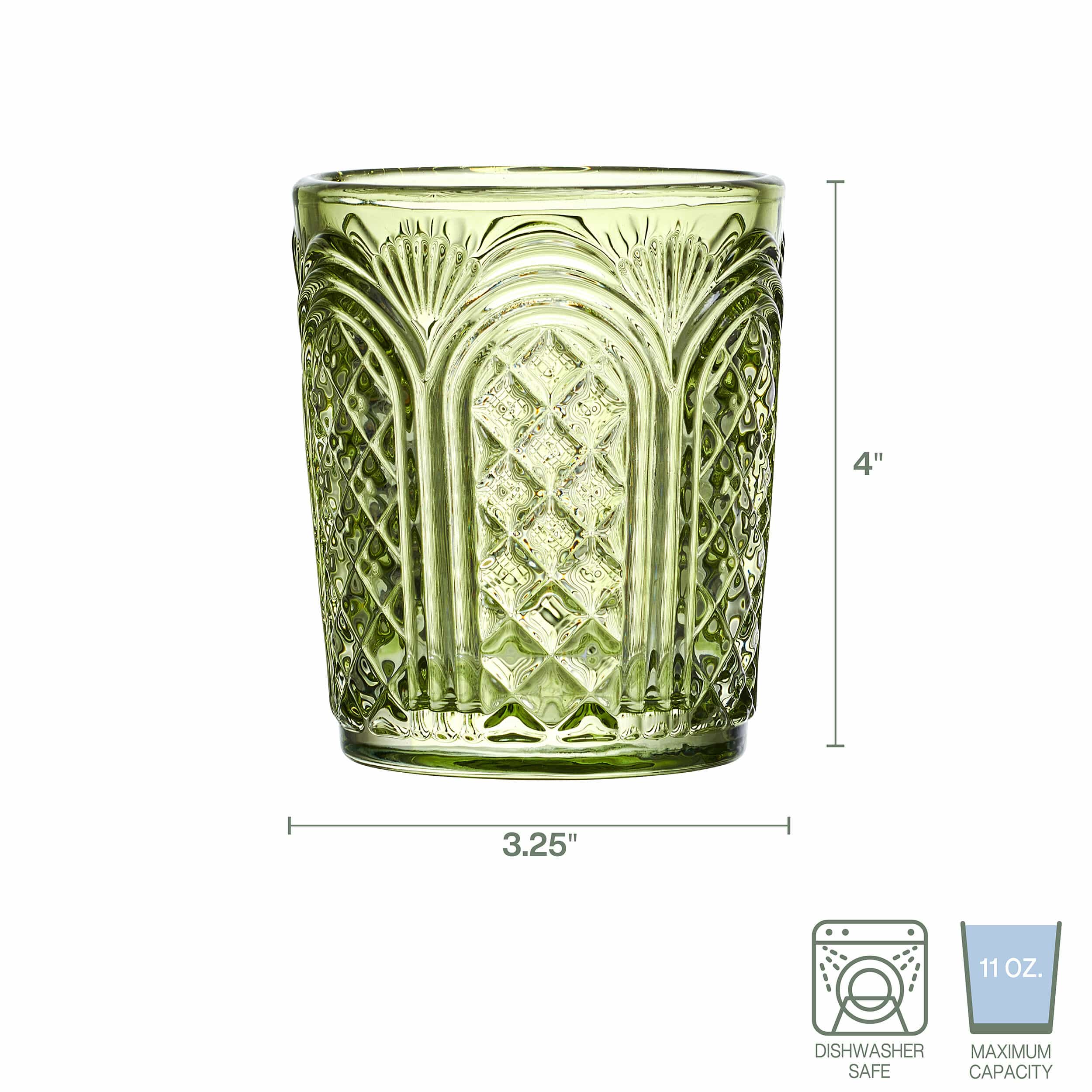 Sicily Green Double Old Fashioned Glasses Set of 4
