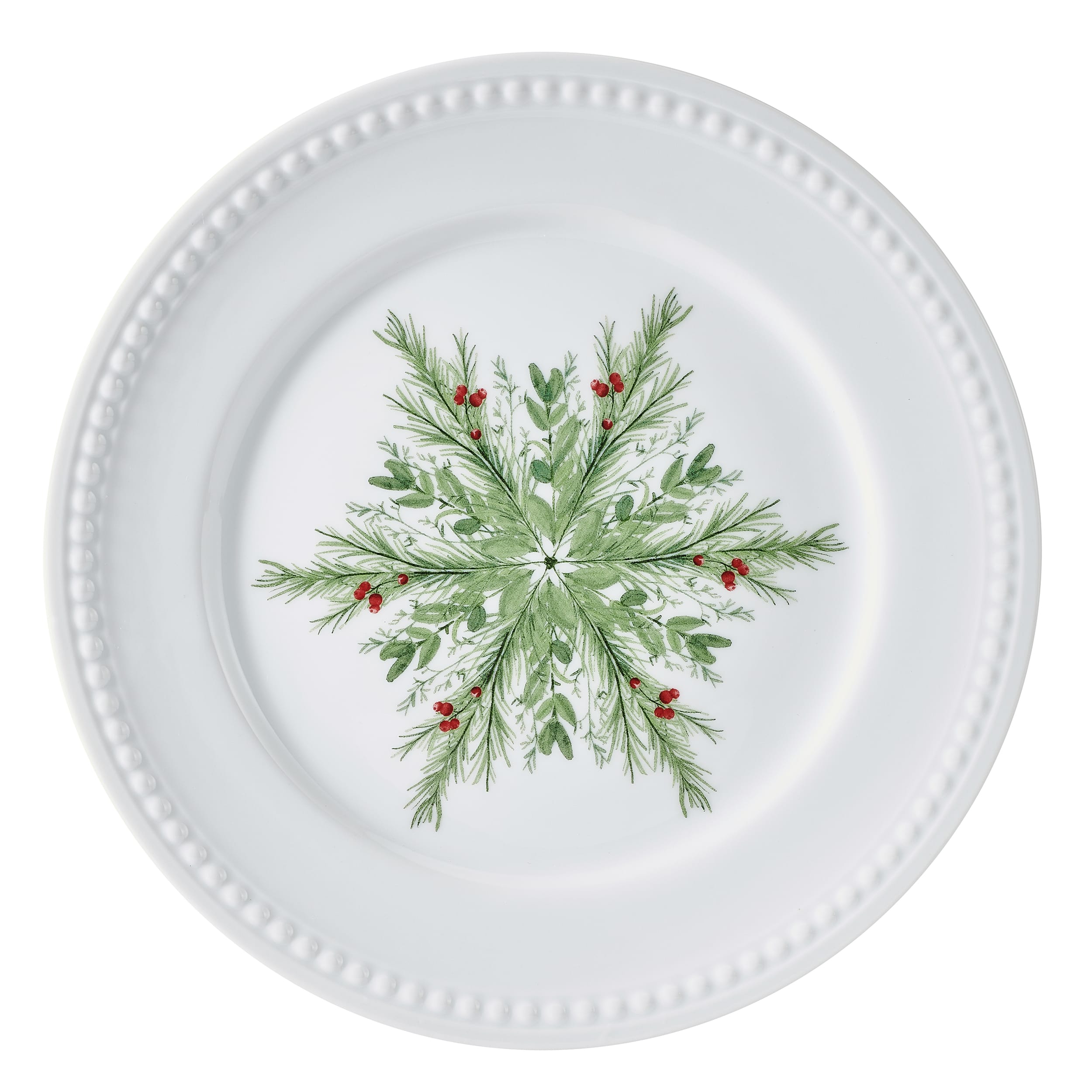 Everyday White® Holiday Evergreen Snowflake Set of 4 Salad Plates