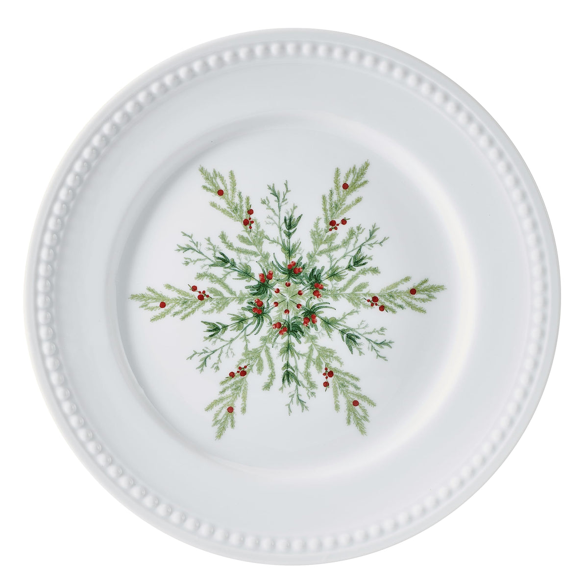 Everyday White® Holiday Evergreen Snowflake Set of 4 Salad Plates