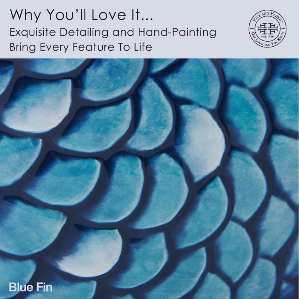 Coastal Blue Fin Vase, 9.75 IN