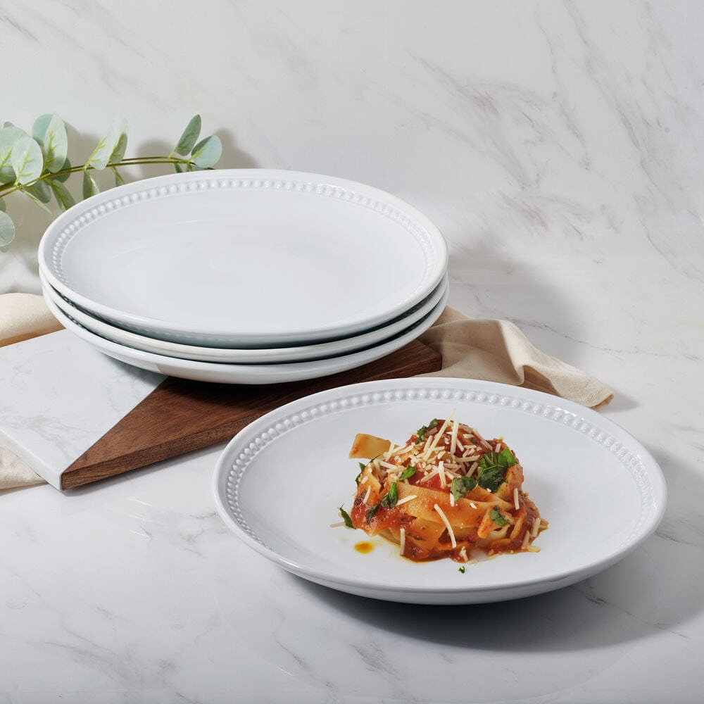 Everyday White® Beaded Coupe Set of 4 Dinner Plates