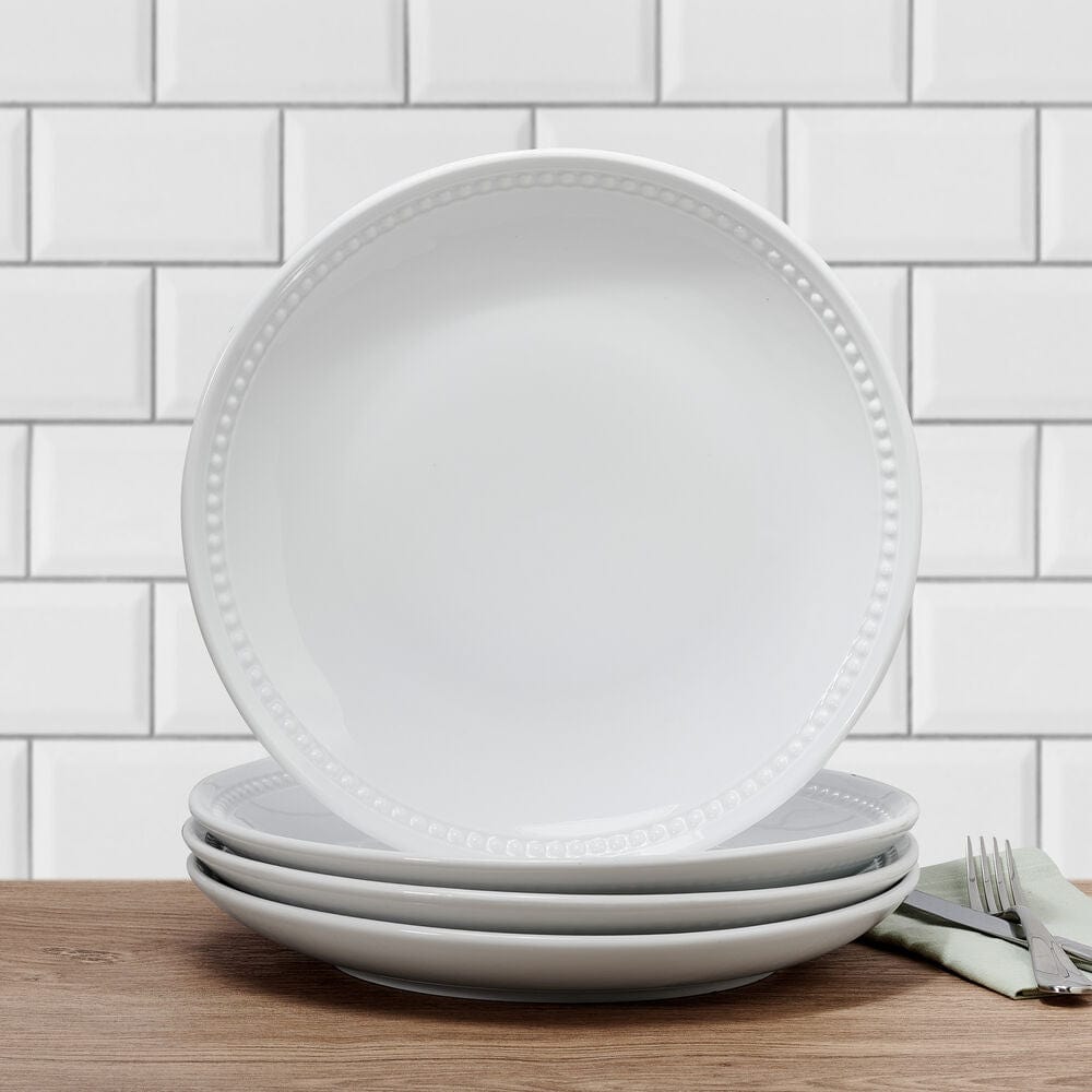 Everyday White® Beaded Coupe Set of 4 Dinner Plates