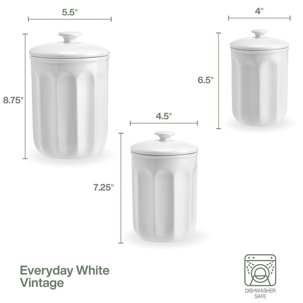 Everyday White® Vintage Set of 3 Kitchen Canisters